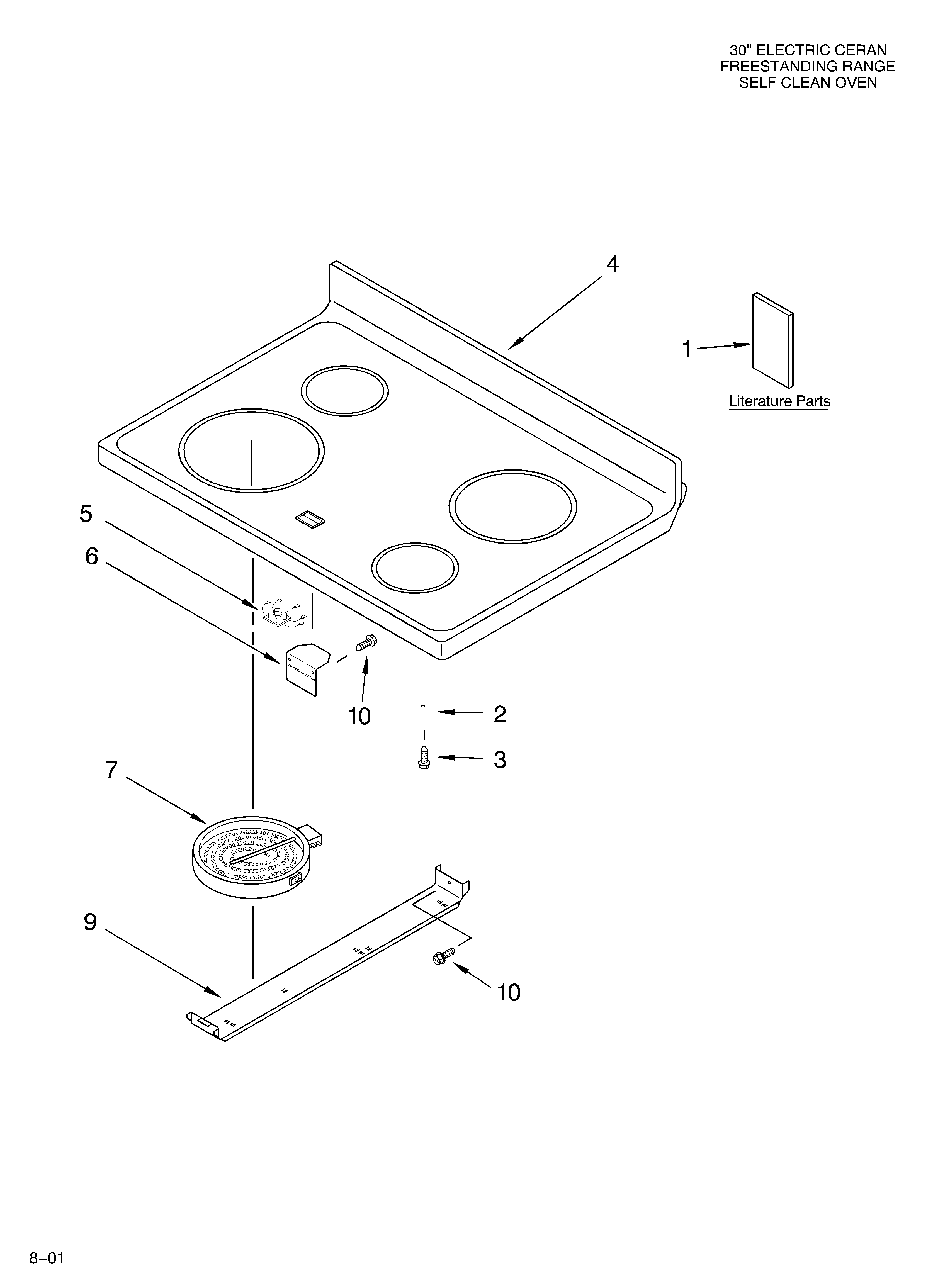 Whirlpool RF380LXKT0 cooktop/literature diagram
