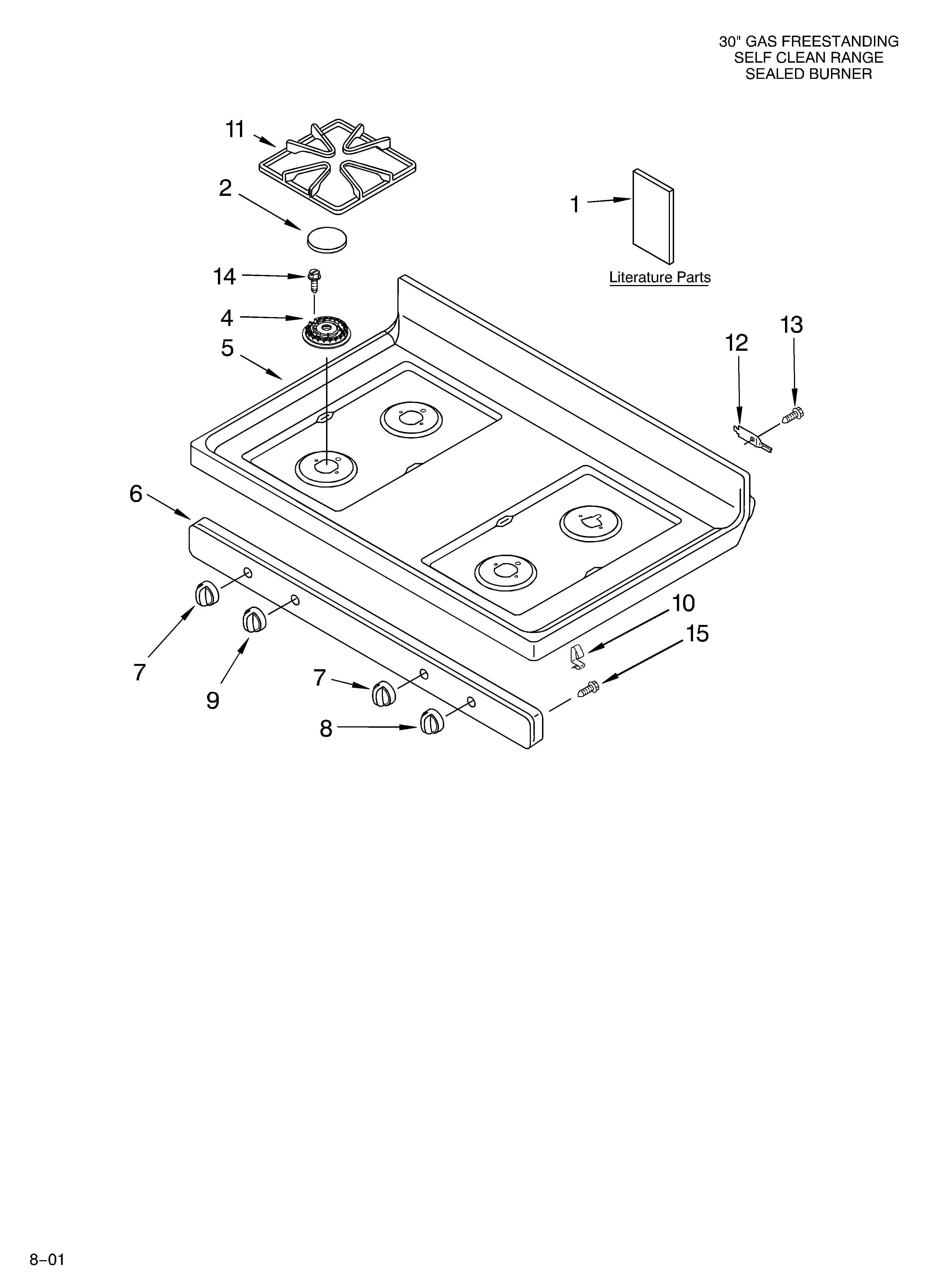 Whirlpool SF389LEKB0 cooktop/literature diagram