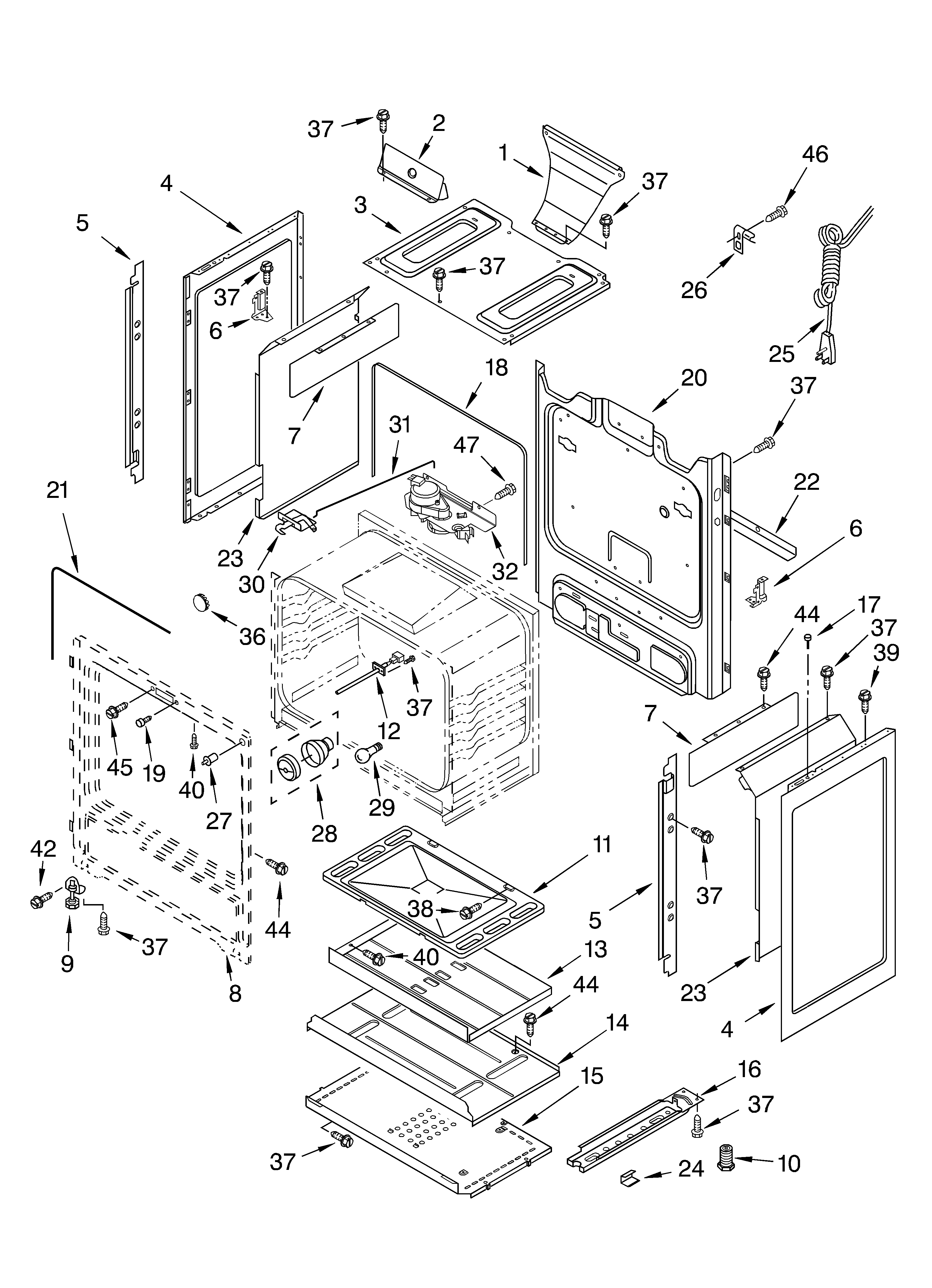 Whirlpool SF389LEKB0 chassis diagram