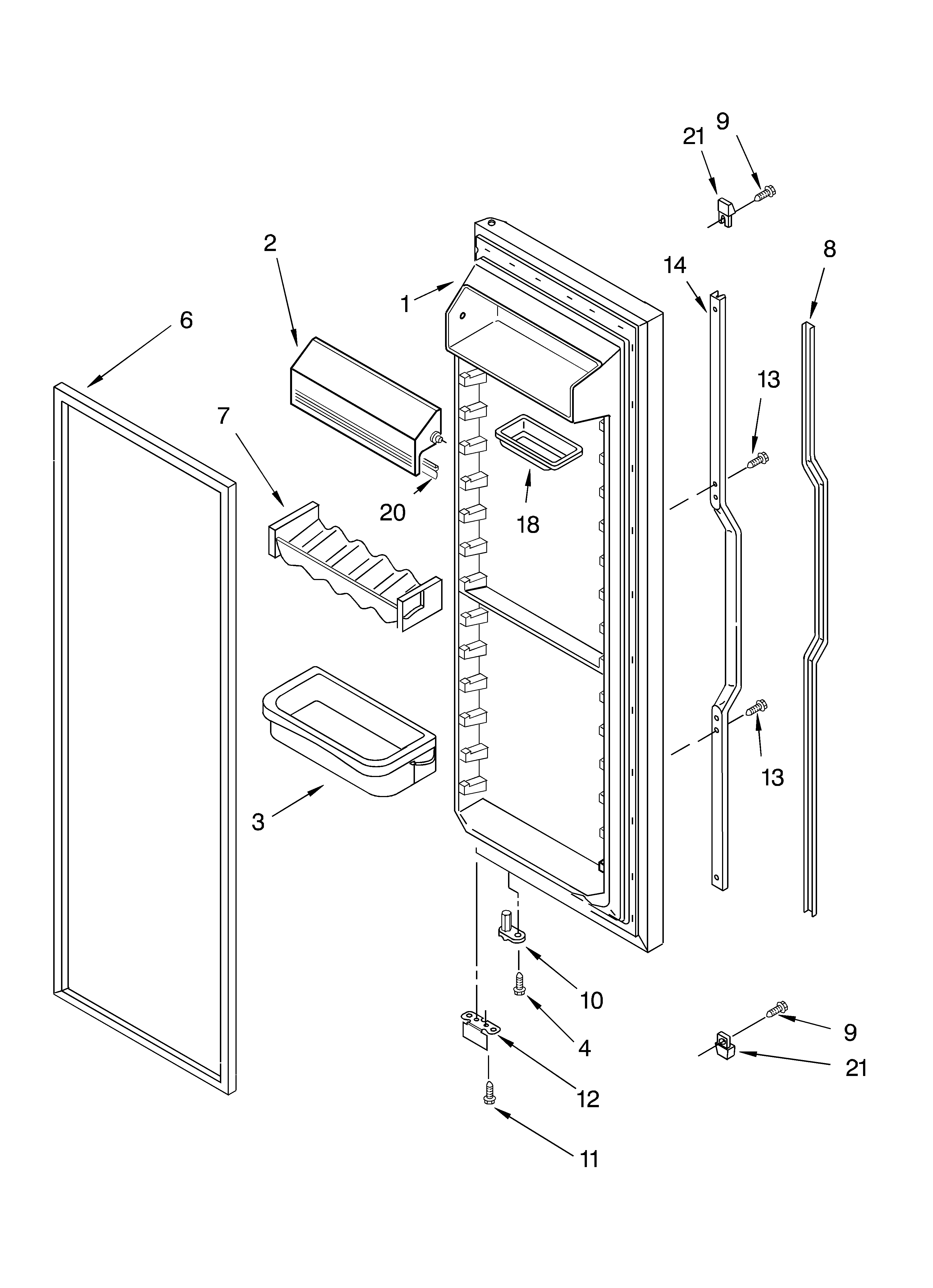 KitchenAid KSRG27FKWH01 refrigerator door diagram