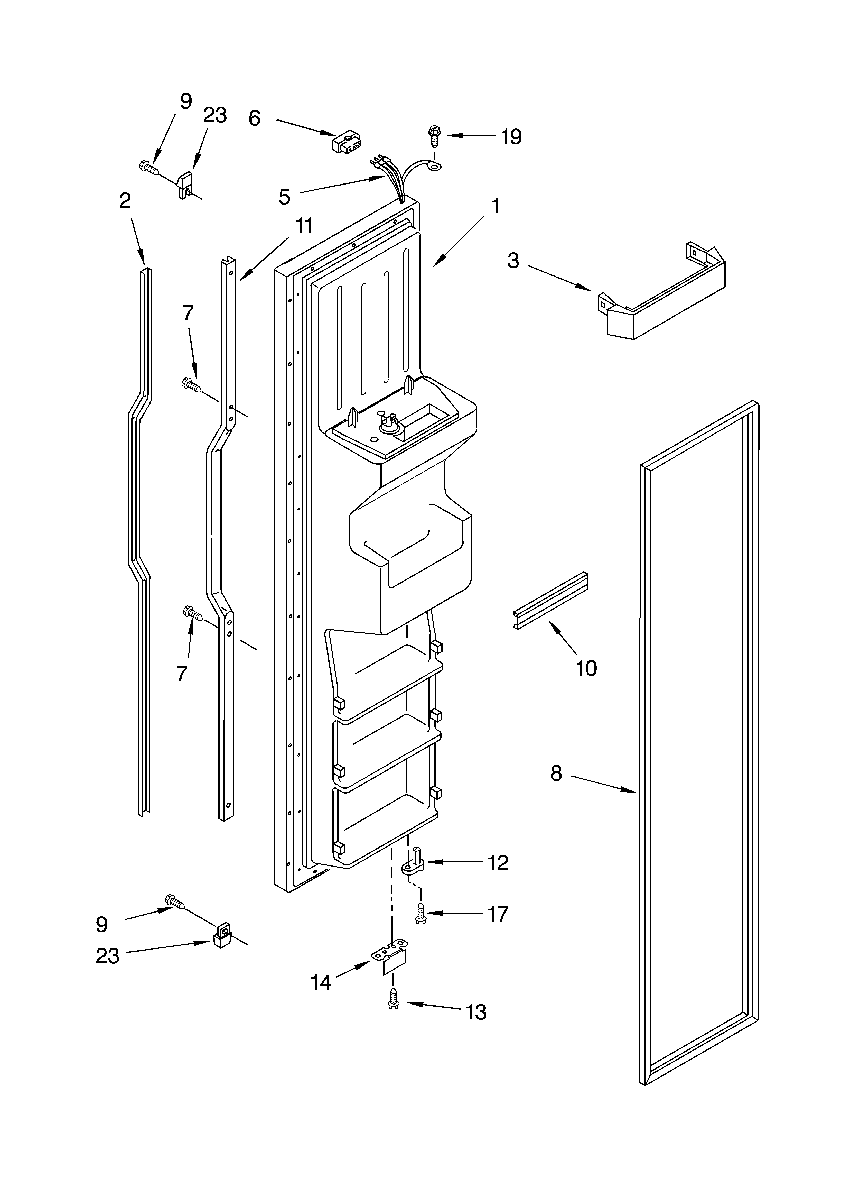 KitchenAid KSRG27FKWH01 freezer door diagram