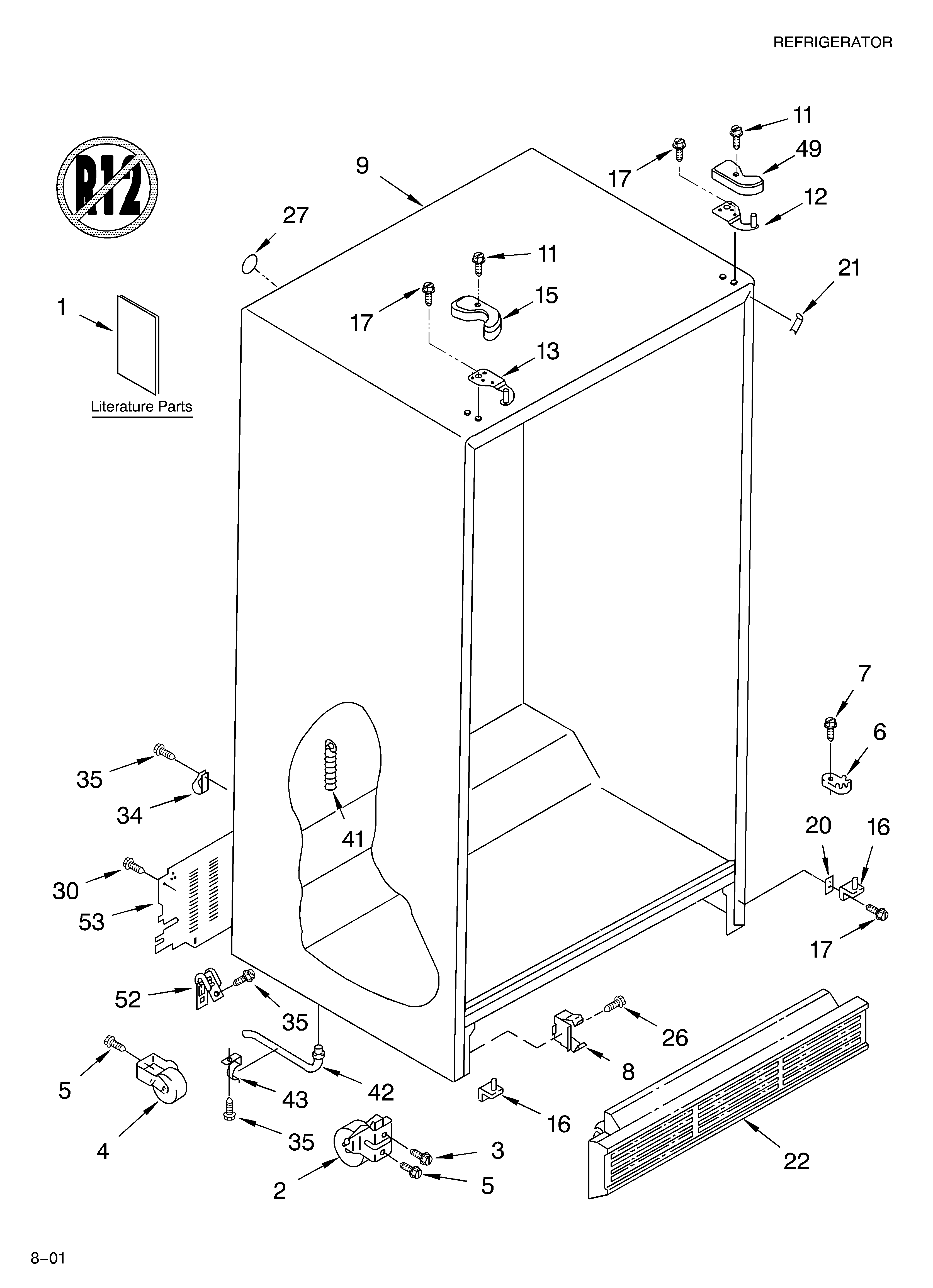 Whirlpool ED0GTKXKQ00 cabinet/literature diagram