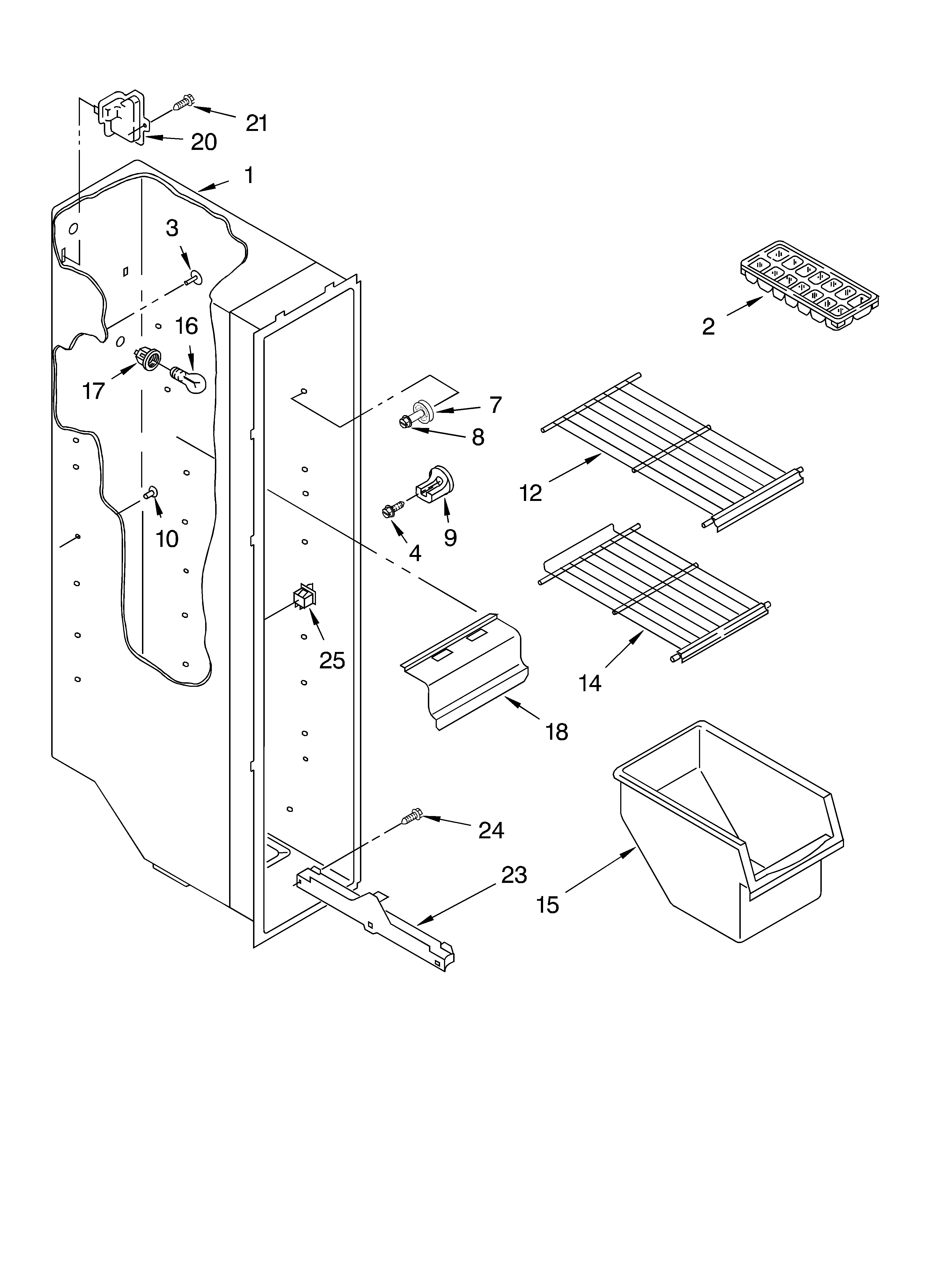 Whirlpool ED0GTKXKQ00 freezer liner diagram
