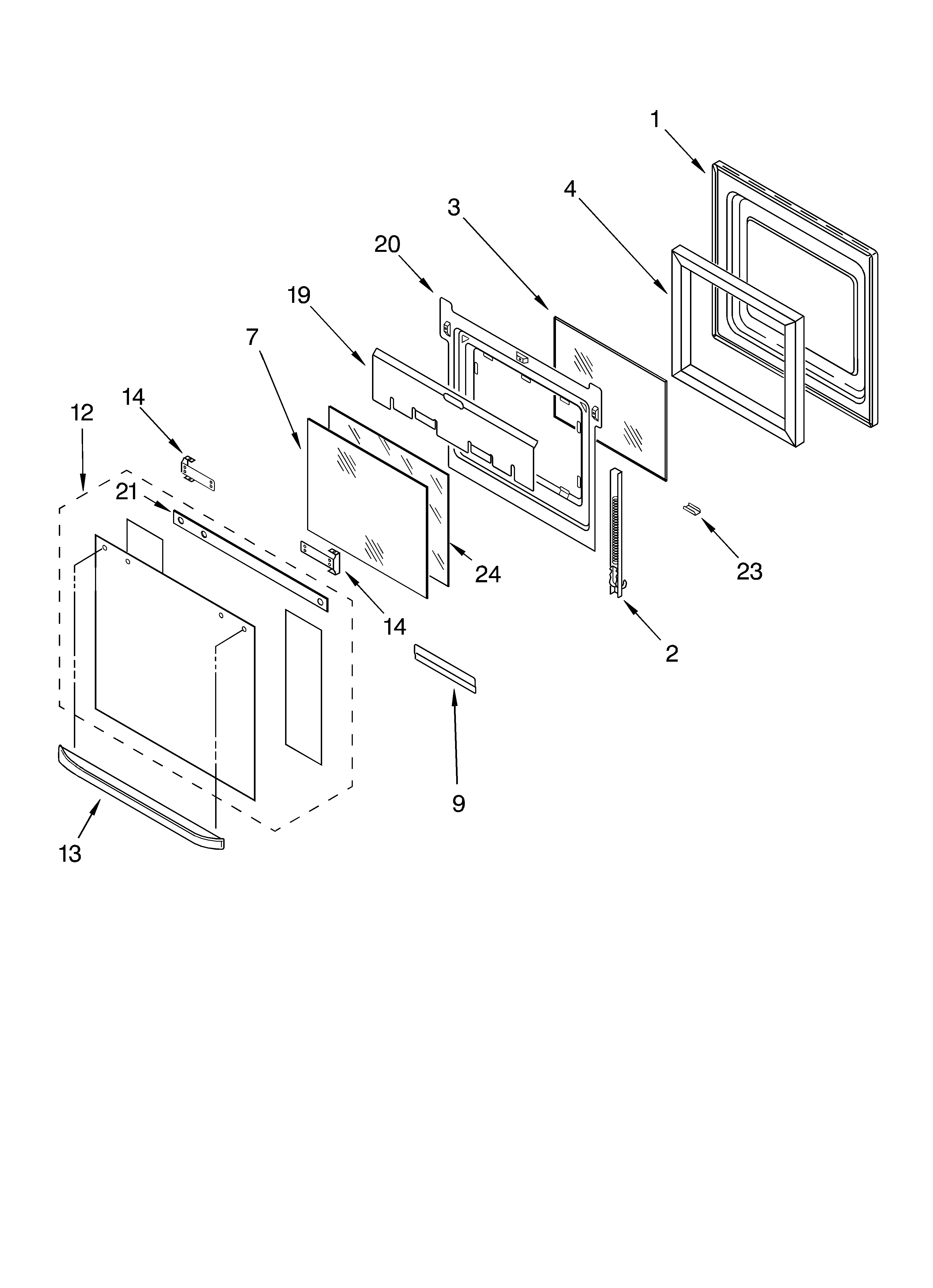 Whirlpool RBD306PDT12 oven door diagram
