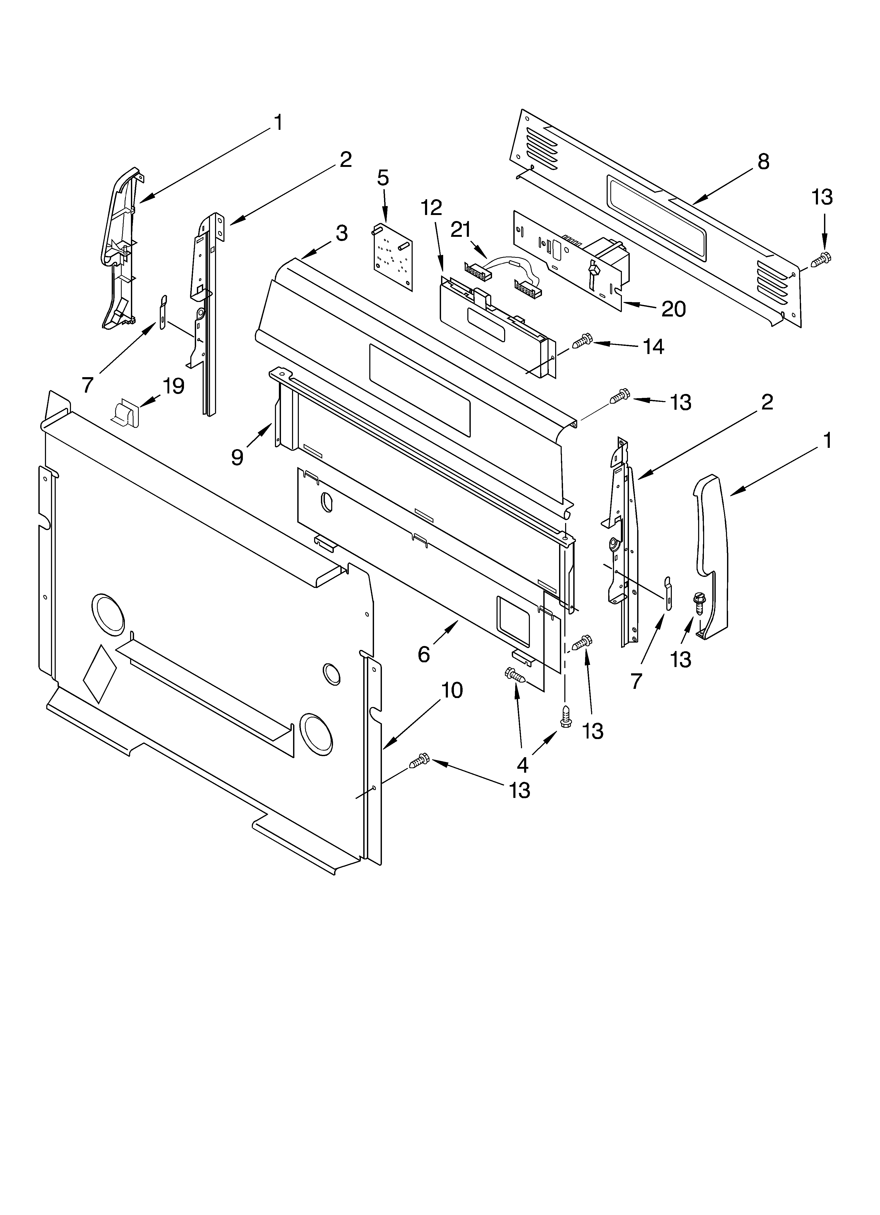 Whirlpool SF195LEKB0 control panel diagram
