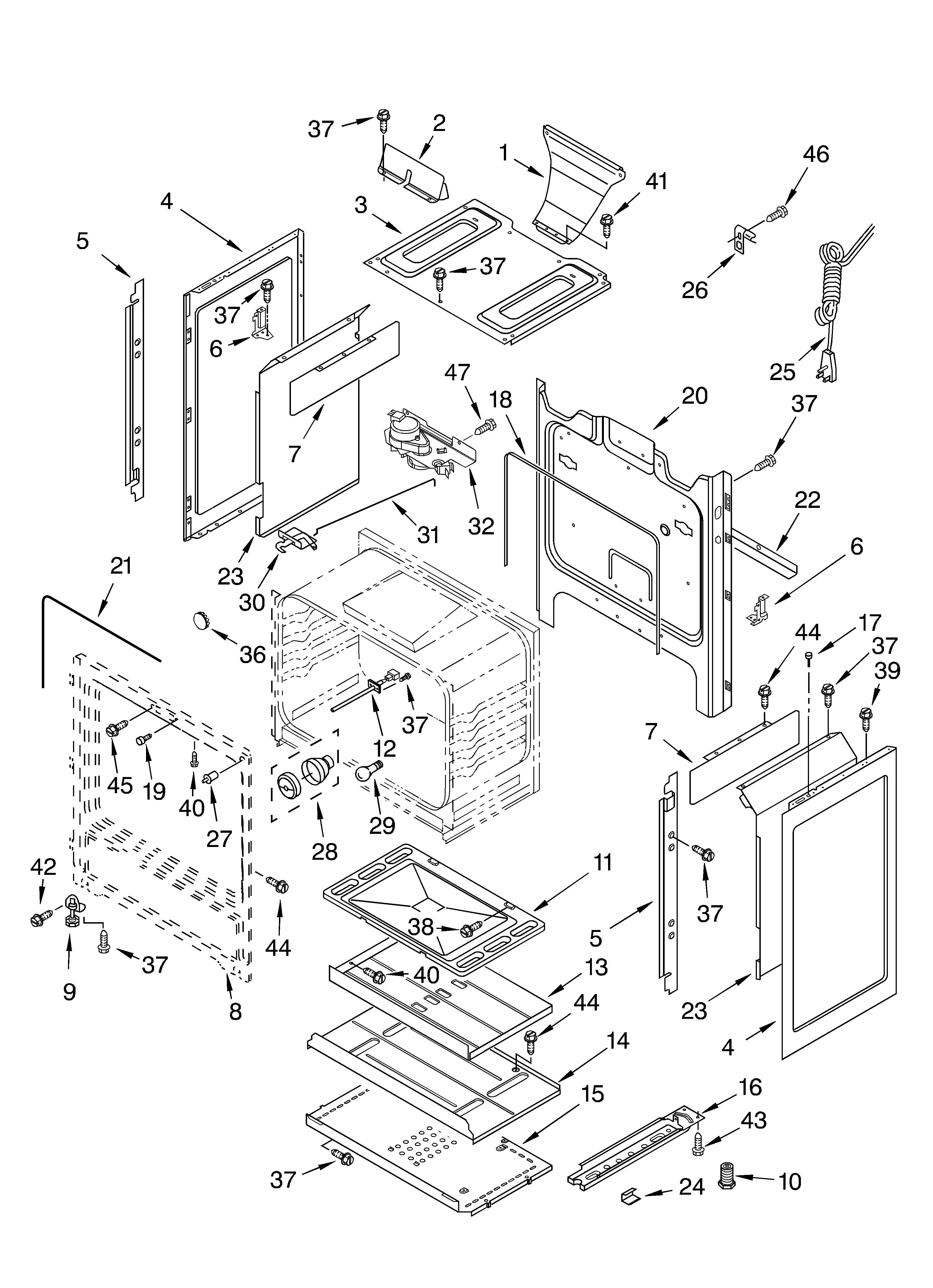 Whirlpool SF195LEKB0 chassis diagram