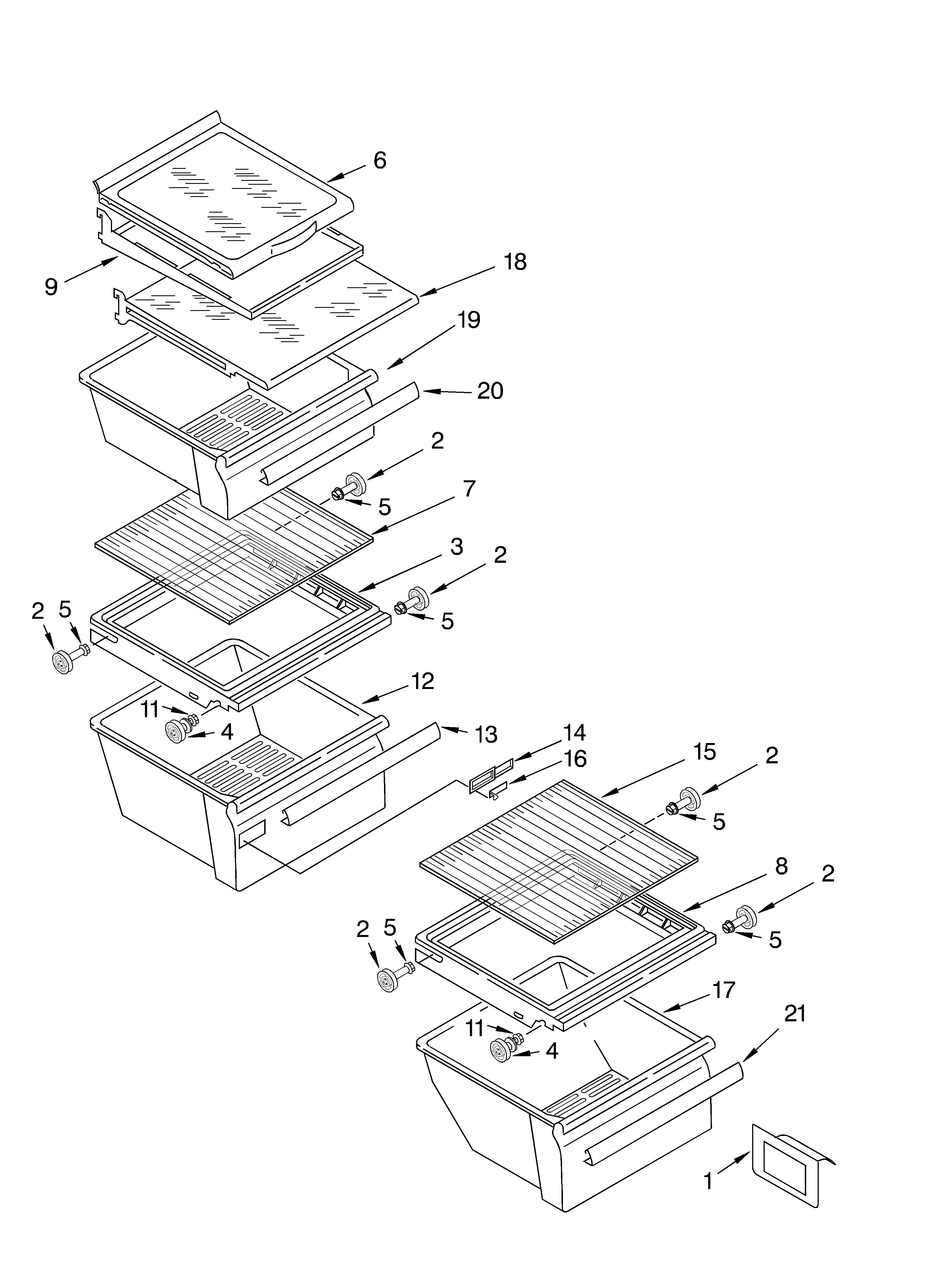 KitchenAid KSRD22FKBT01 refrigerator shelf diagram