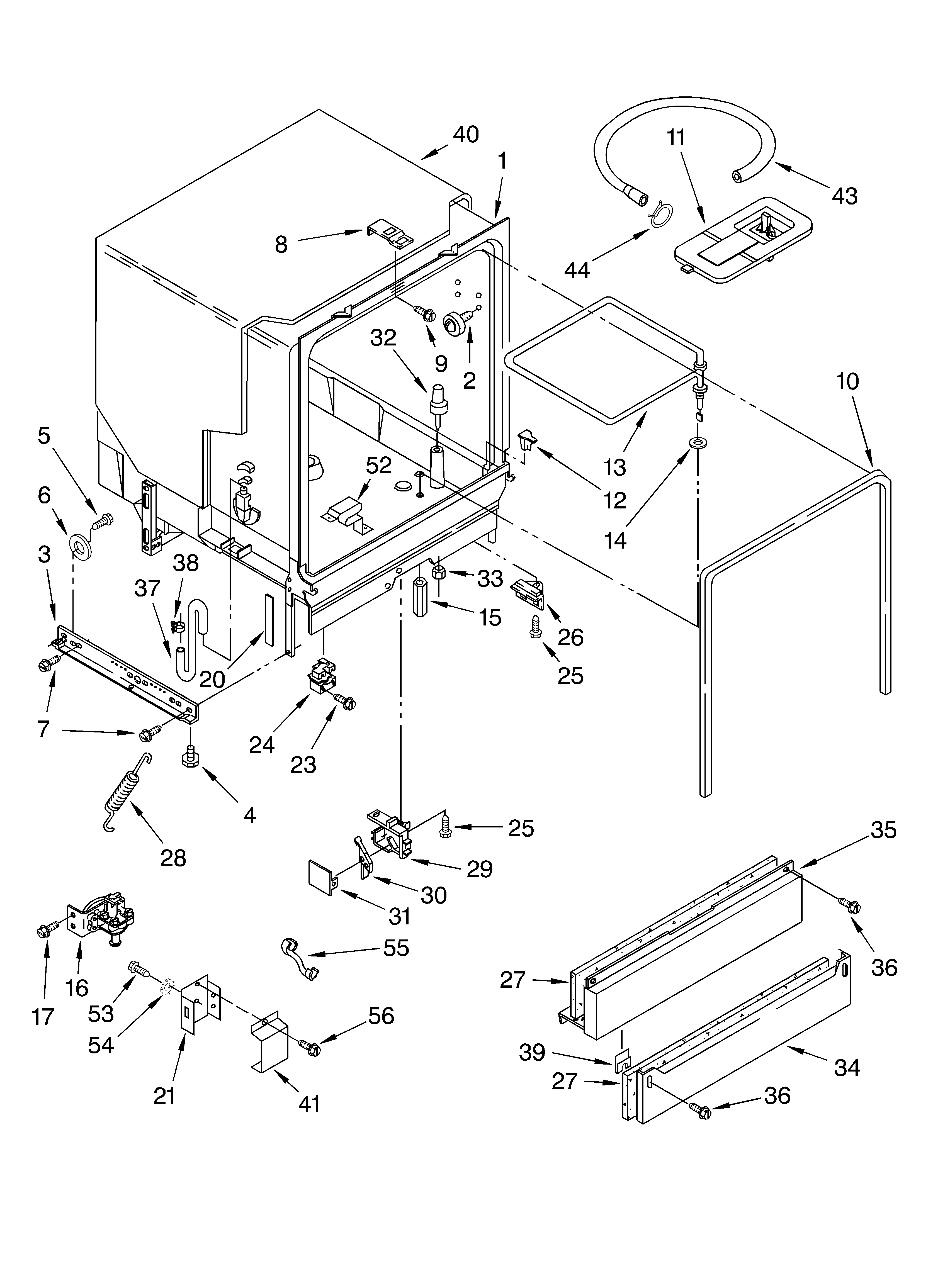 Whirlpool DU840SWKQ0 tub assembly diagram