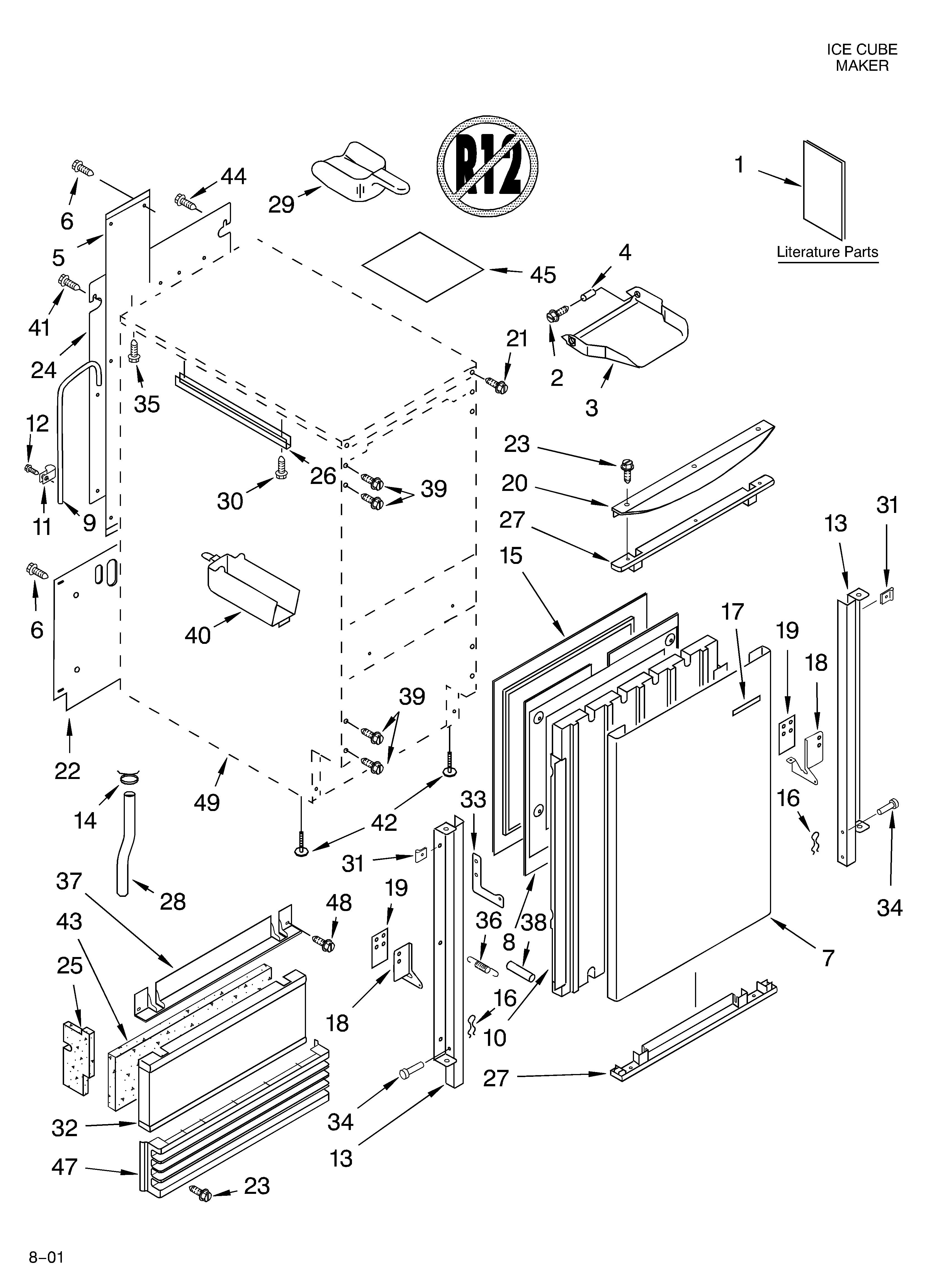 KitchenAid KUIS185JPW1 cabinet liner and door/lit/optional diagram