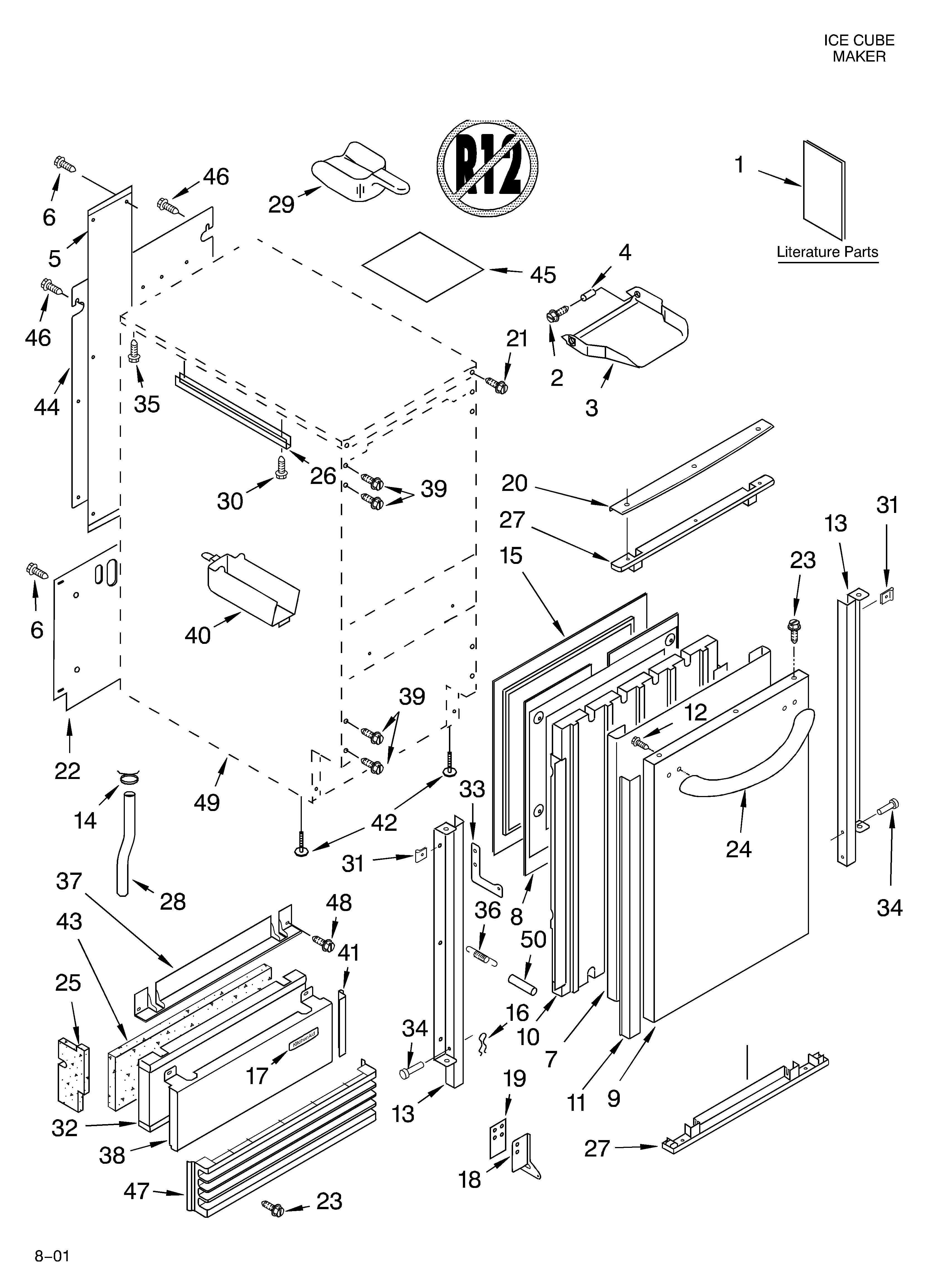 KitchenAid KUIS185JSS1 cabinet liner and door/lit/optional diagram