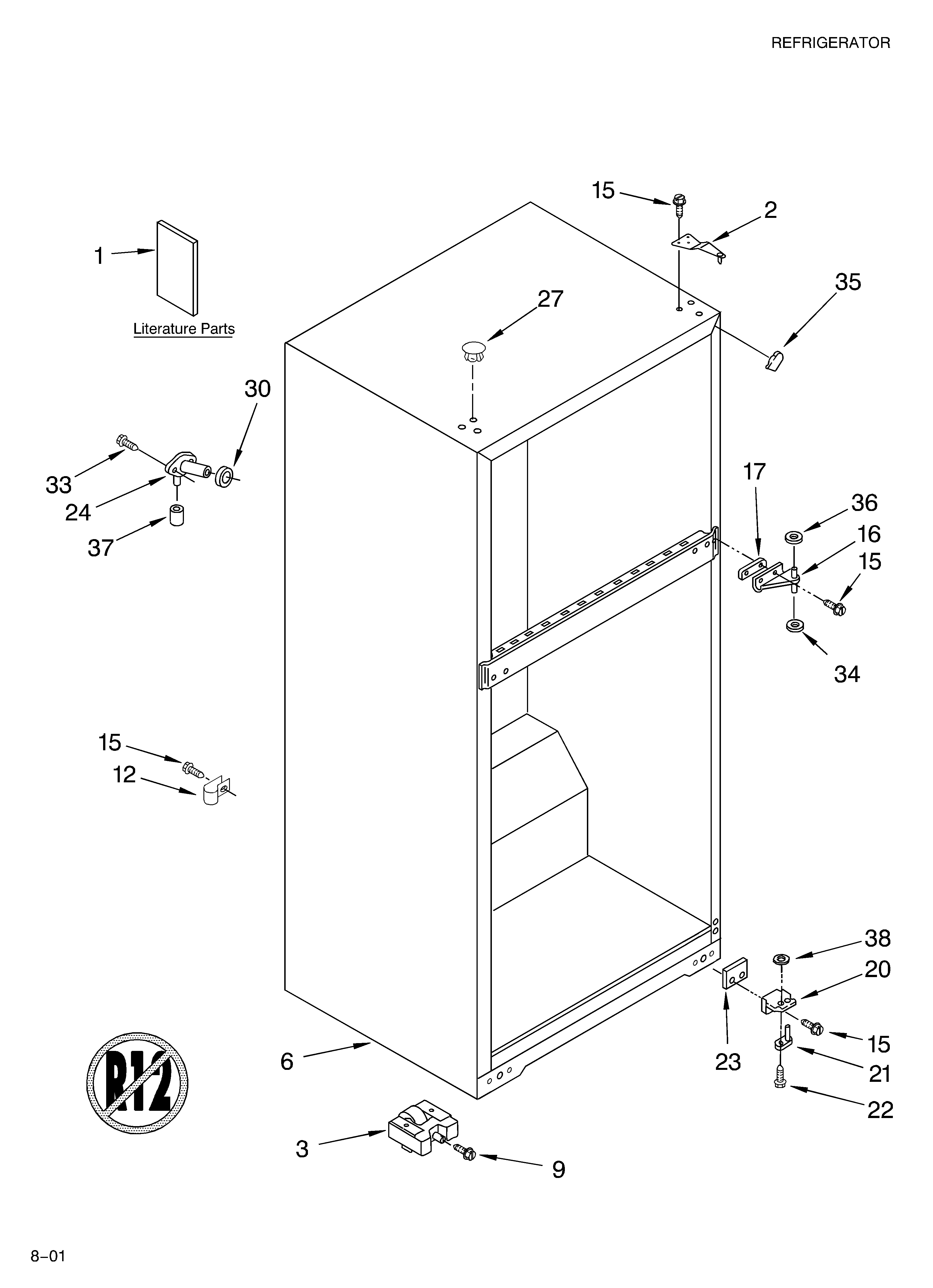 Whirlpool ET8WWKXKQ00 cabinet/literature diagram