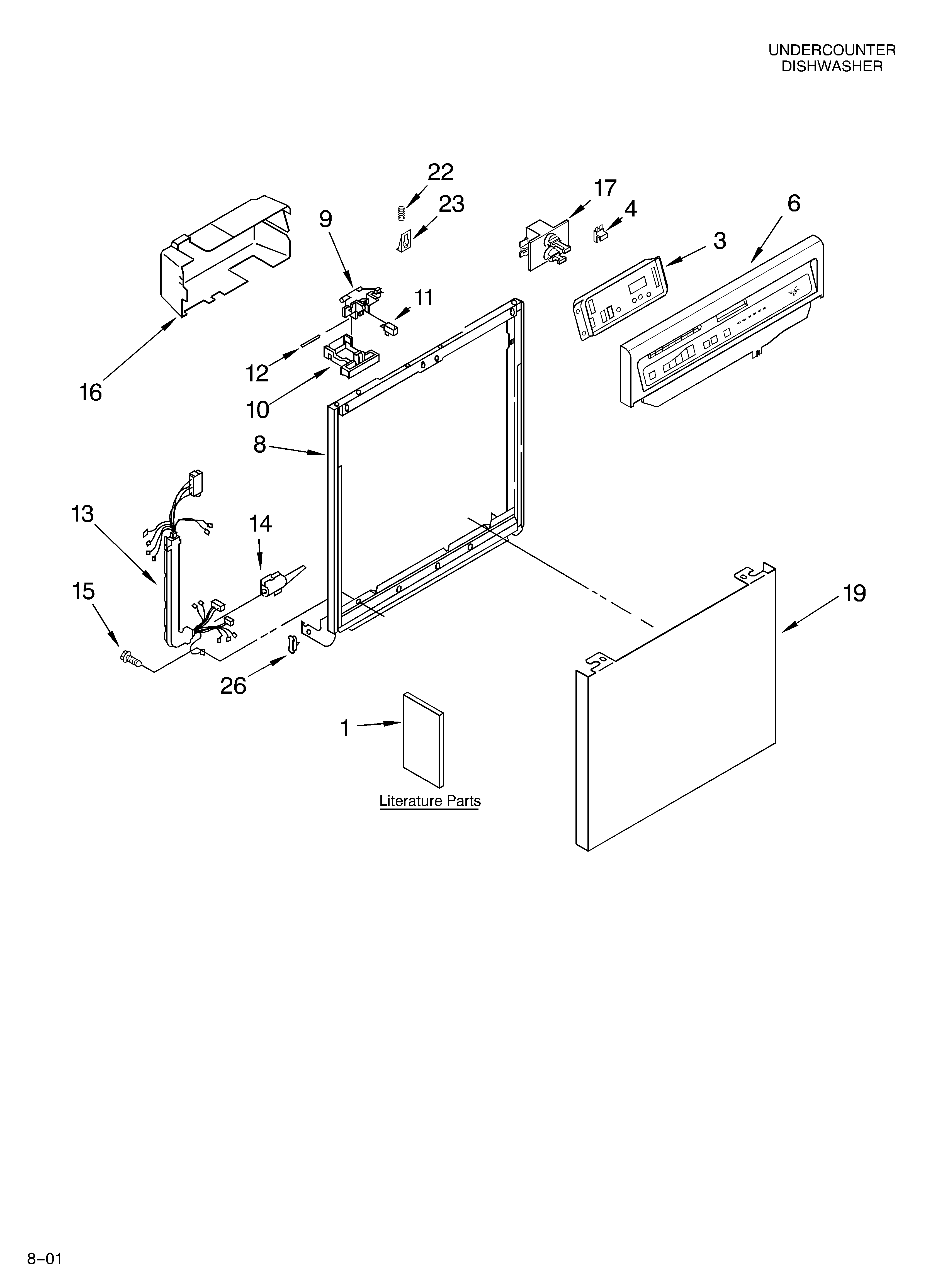 Whirlpool DU960PWKQ1 frame and console/literature diagram