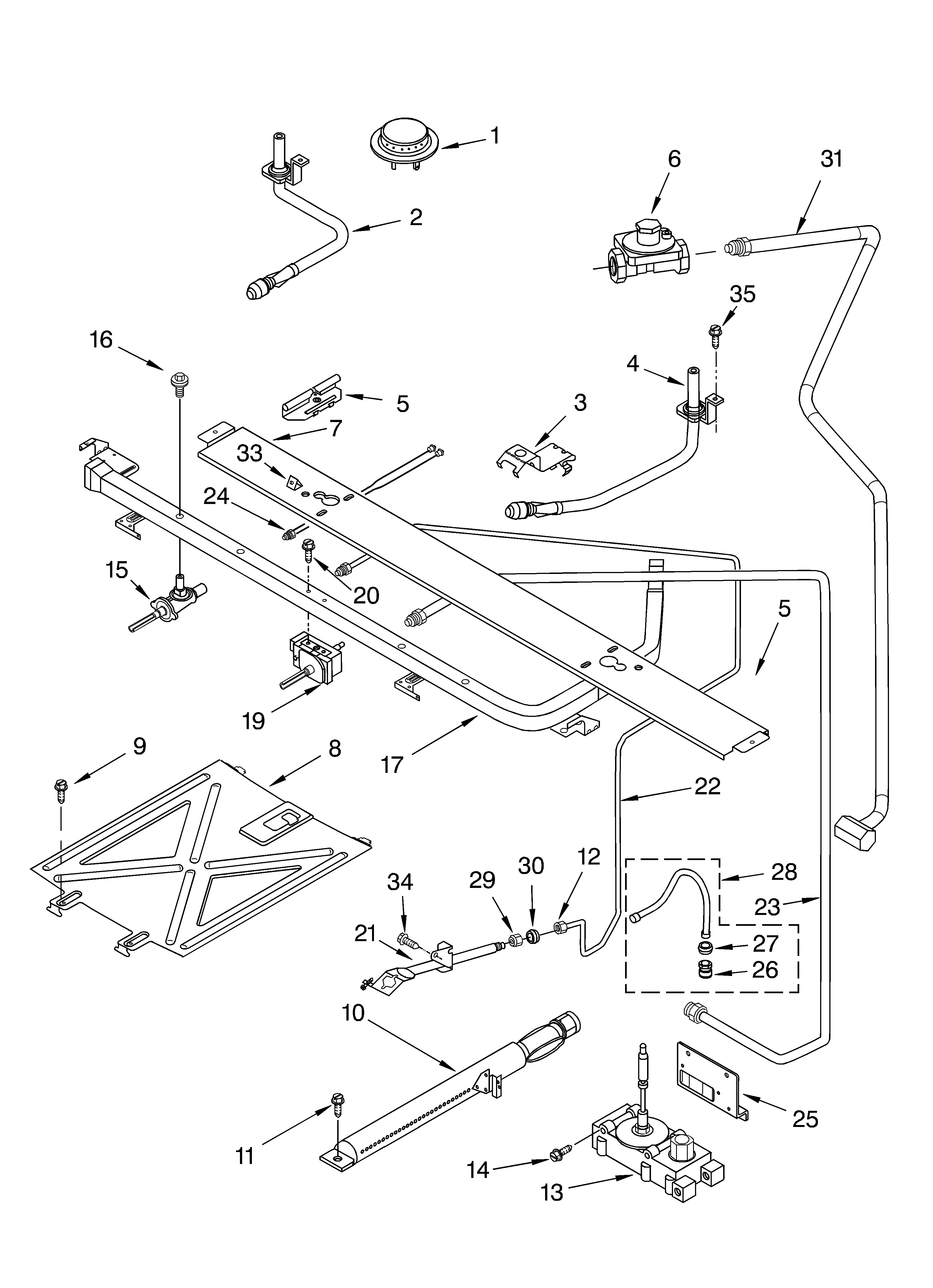 Whirlpool SF302BSKW0 manifold diagram
