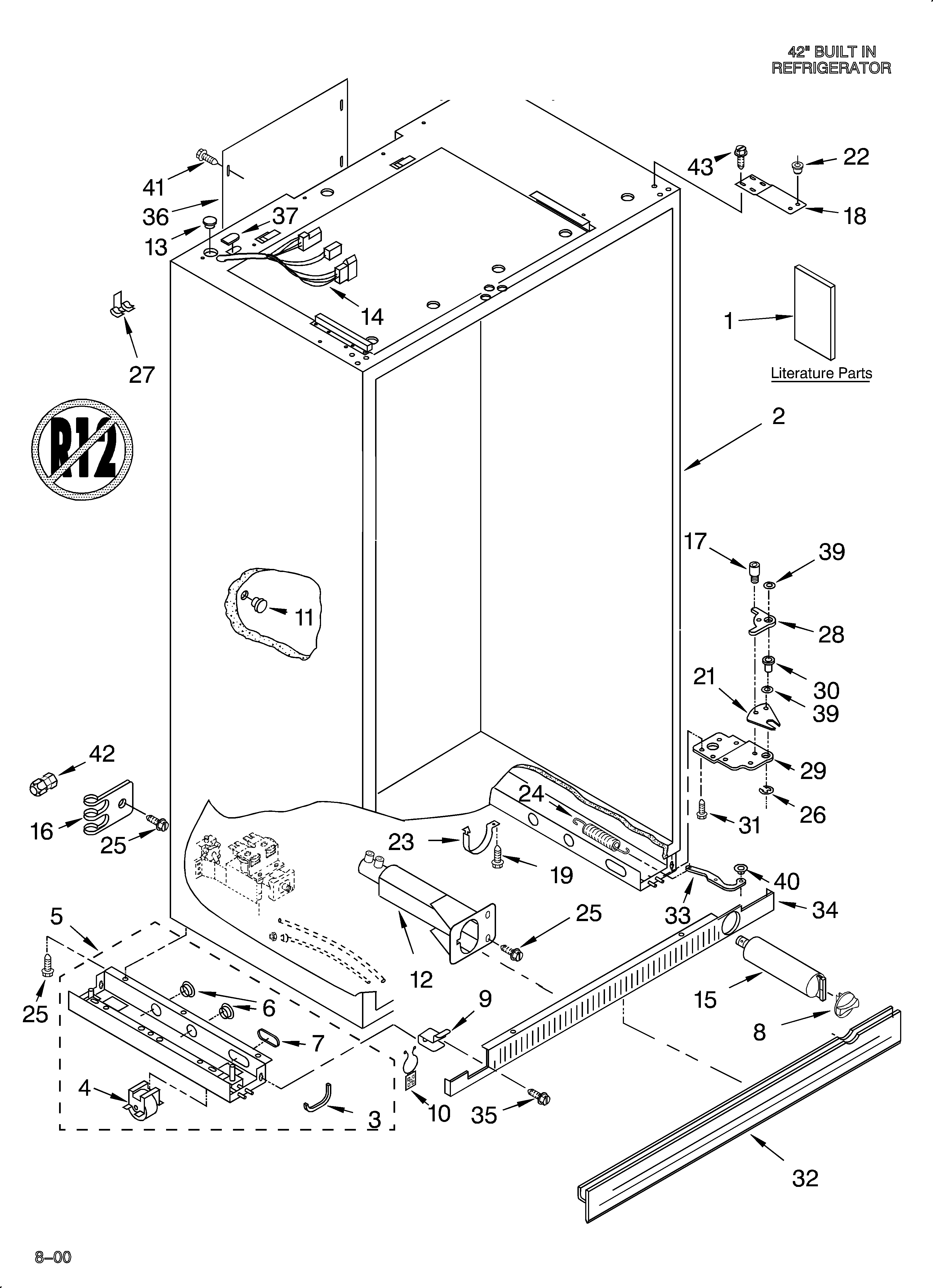 KitchenAid KSSS42QJX00 cabinet/literature diagram