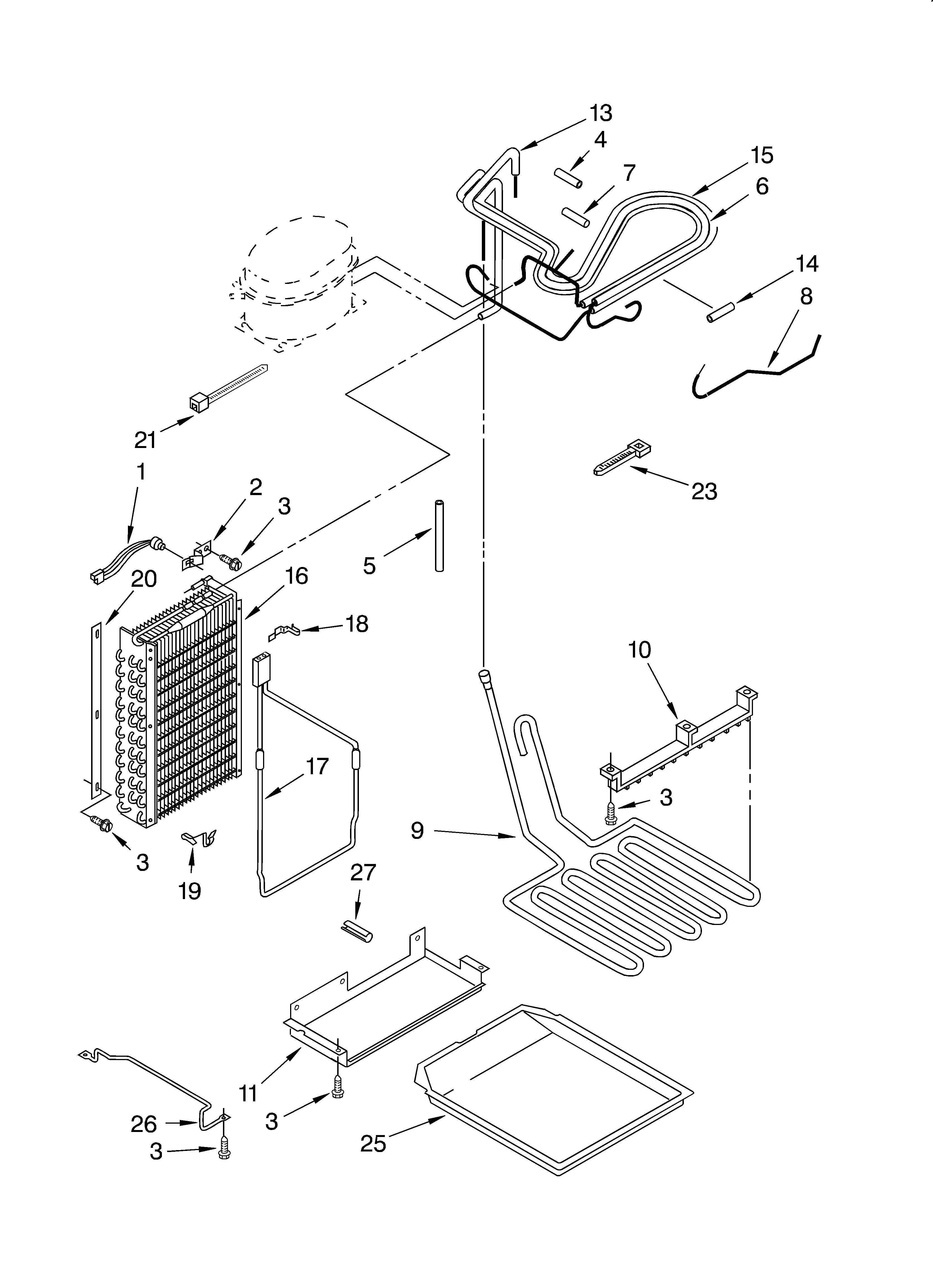 KitchenAid KSSS42QJX00 lower unit and tube diagram