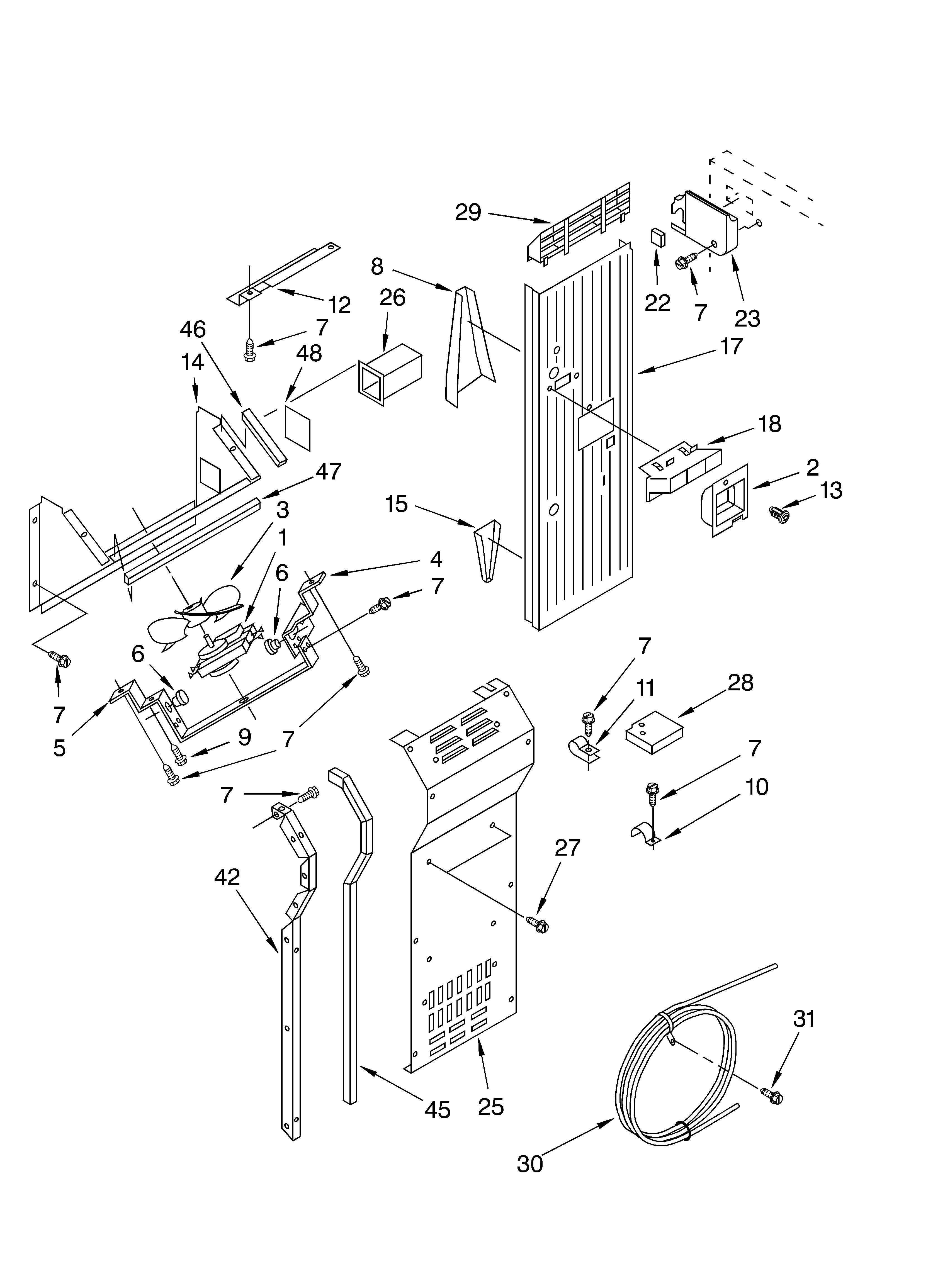 KitchenAid KSSS42QJX00 air flow and reservoir diagram