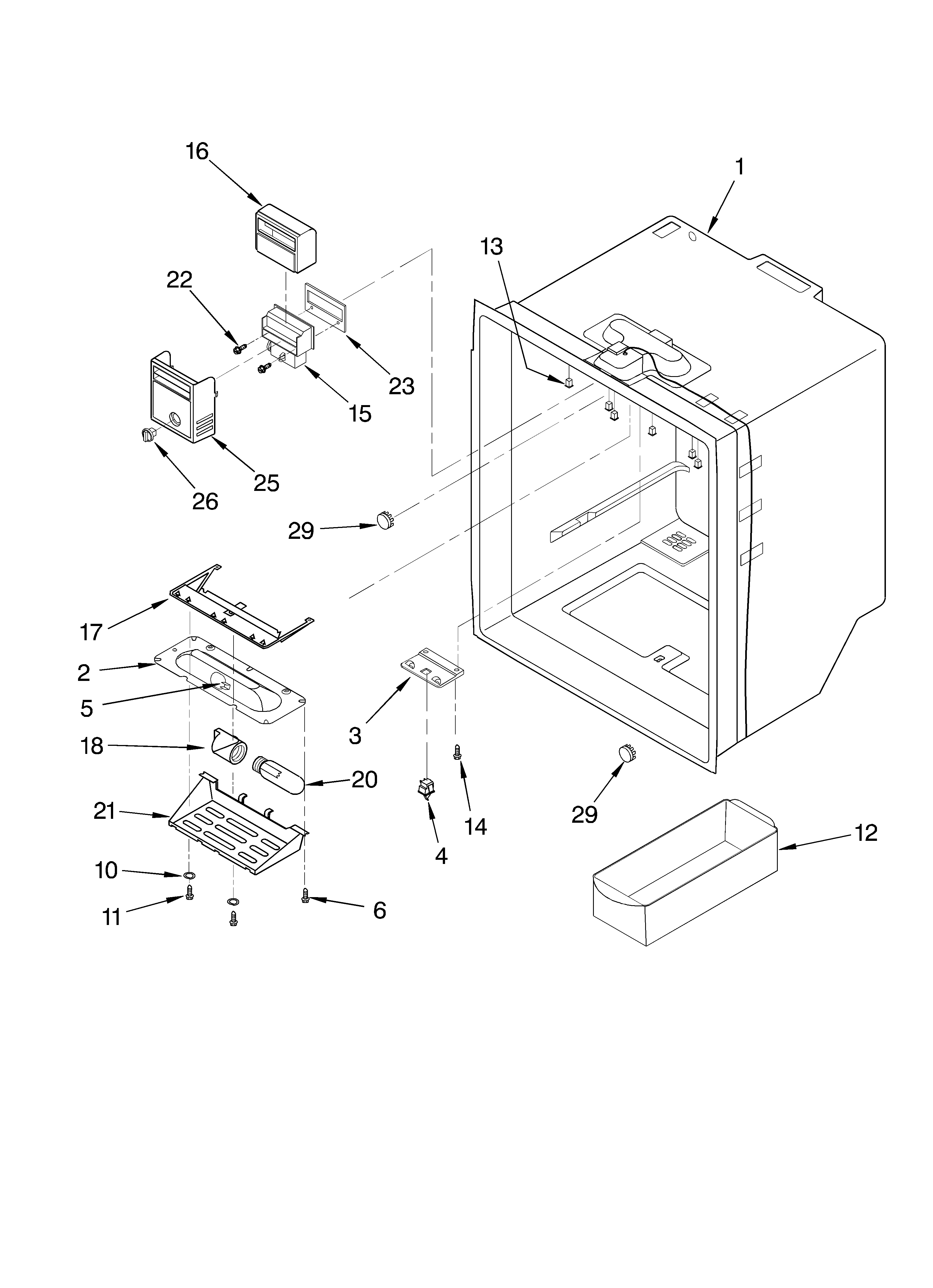 KitchenAid KBRS22KKBL00 refrigerator liner diagram