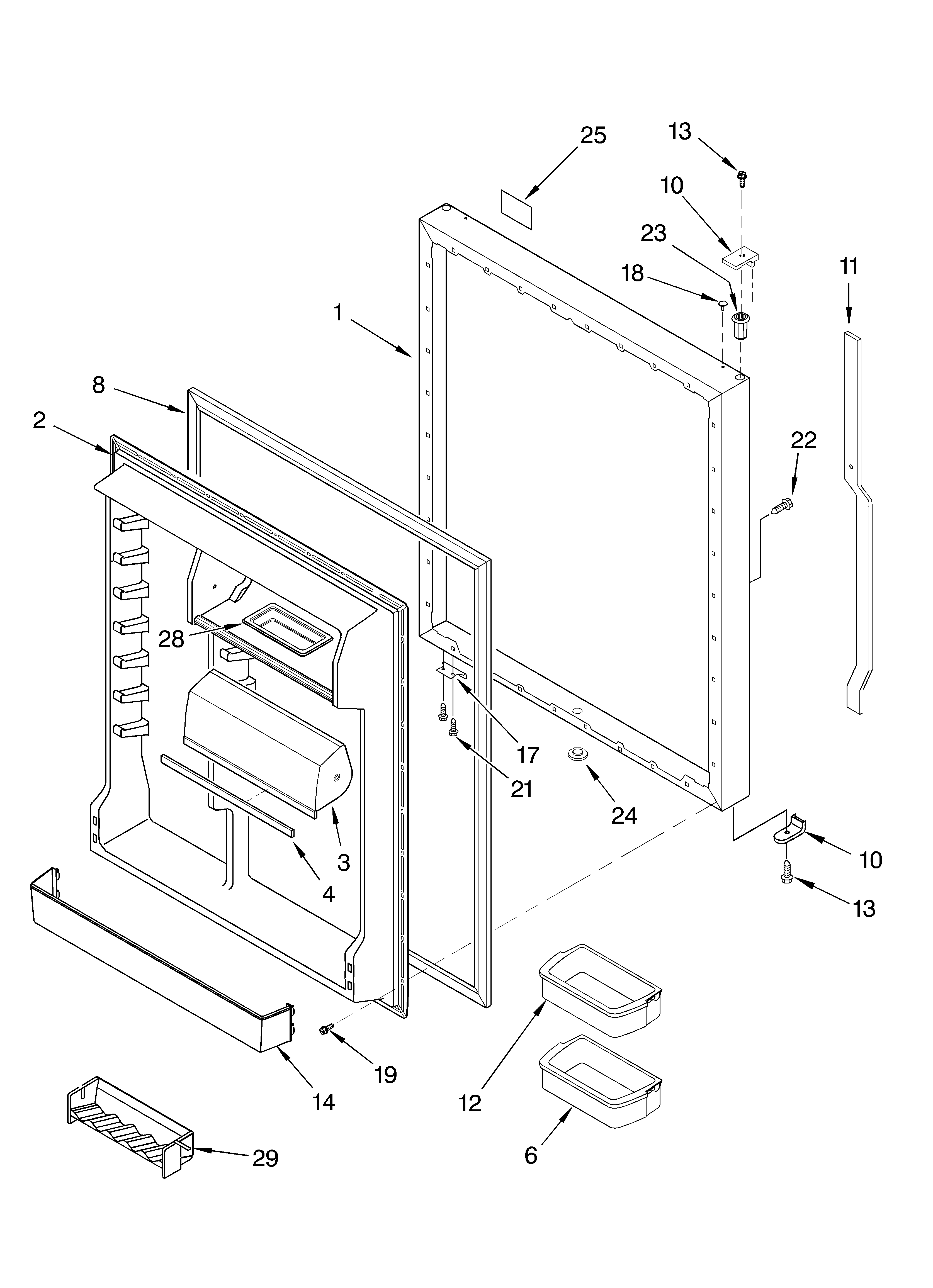 KitchenAid KBRS22KKBL00 refrigerator door diagram