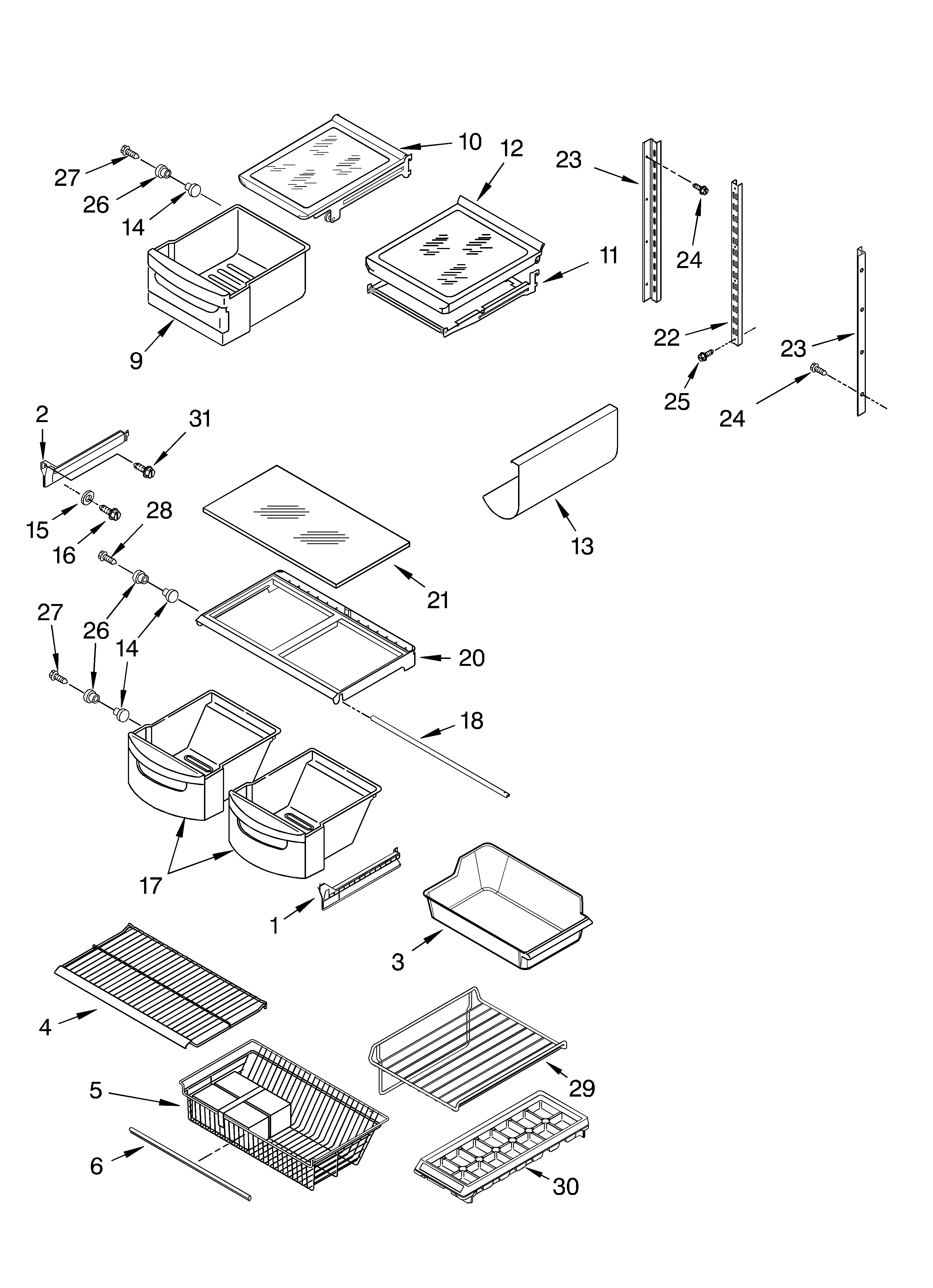 KitchenAid KBRS22KKBL00 shelf/optional diagram