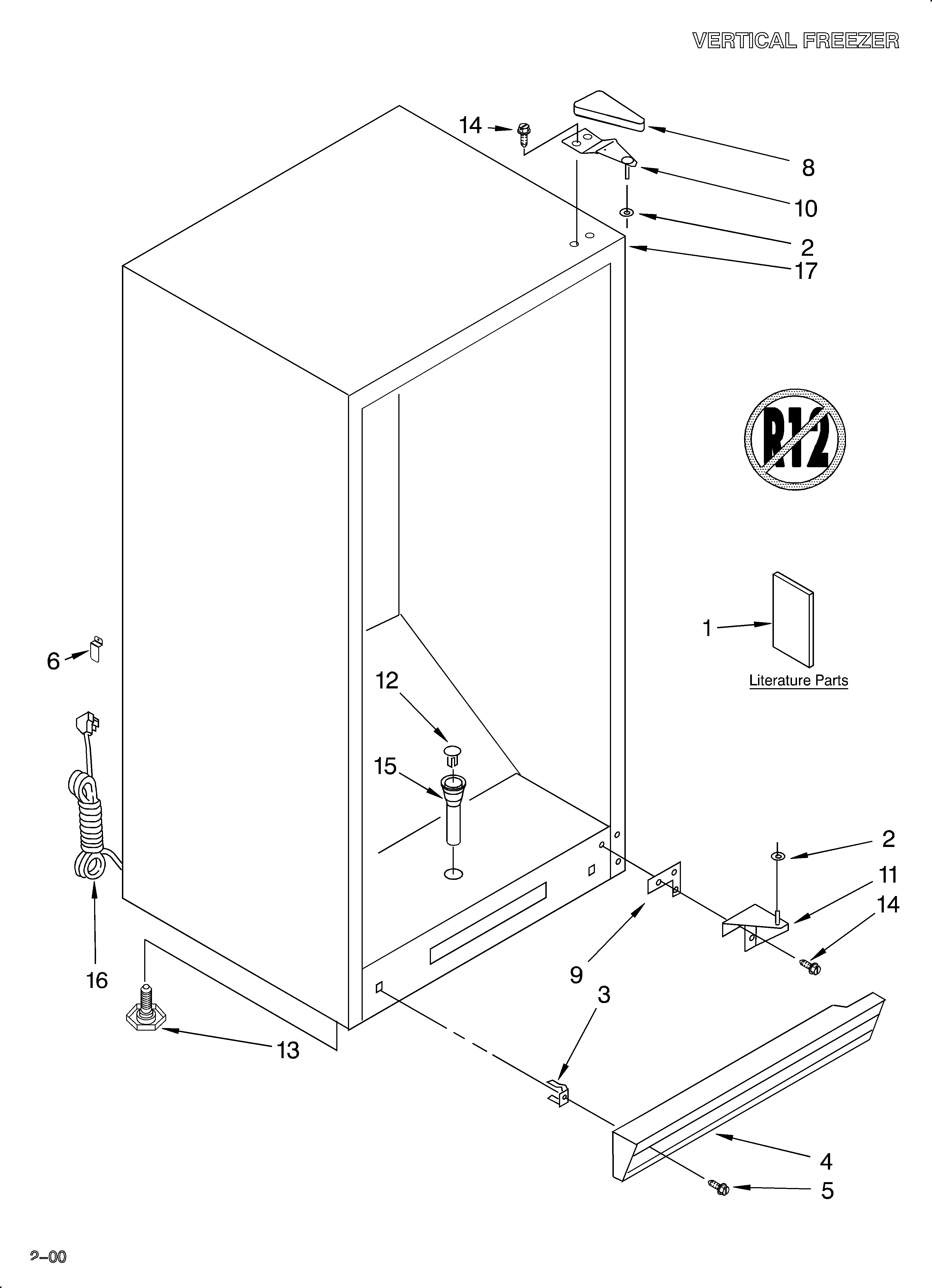 Whirlpool EV200FXJW00 cabinet/literature diagram