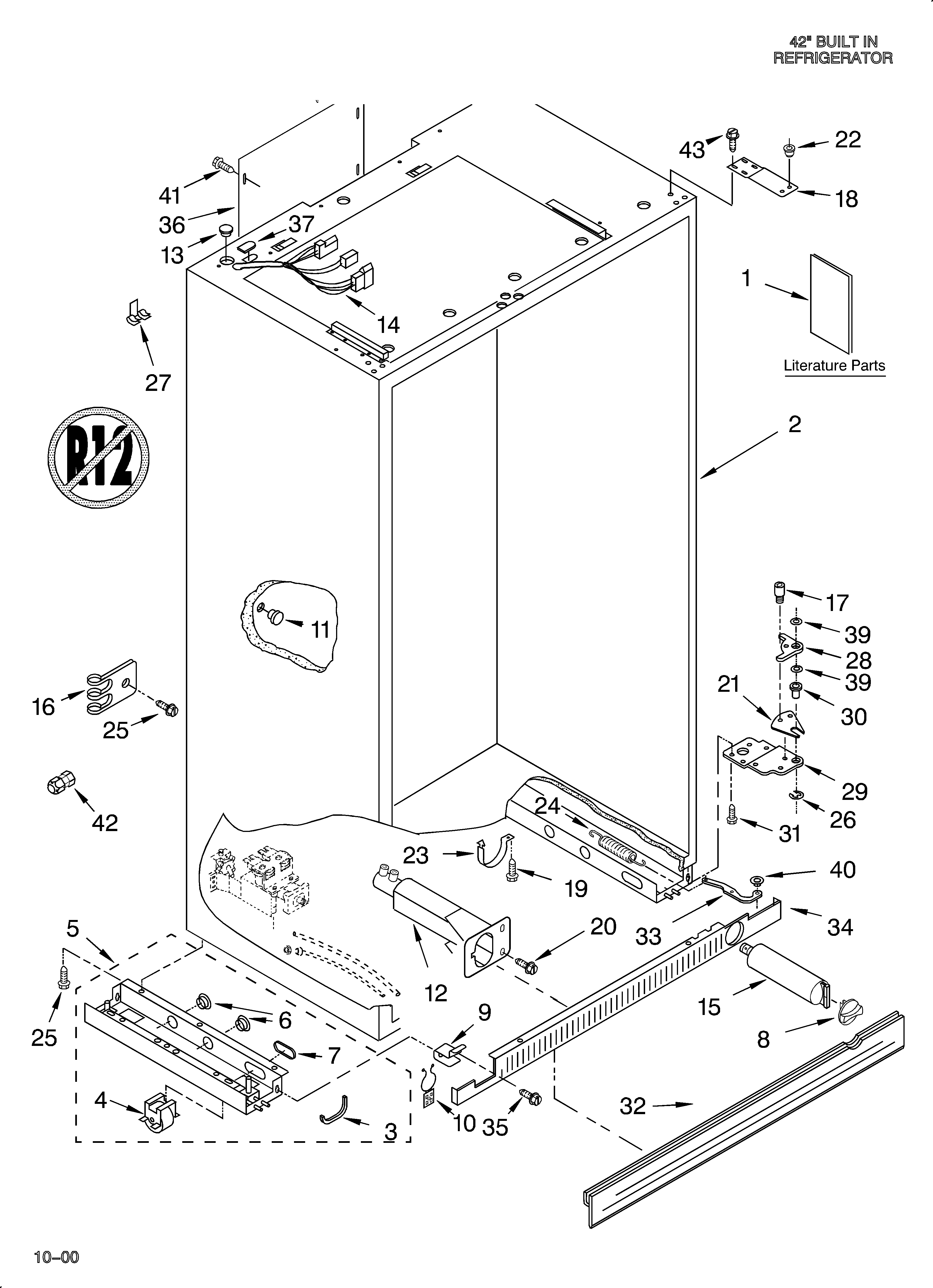 KitchenAid KSSC42FJB00 cabinet/literature diagram