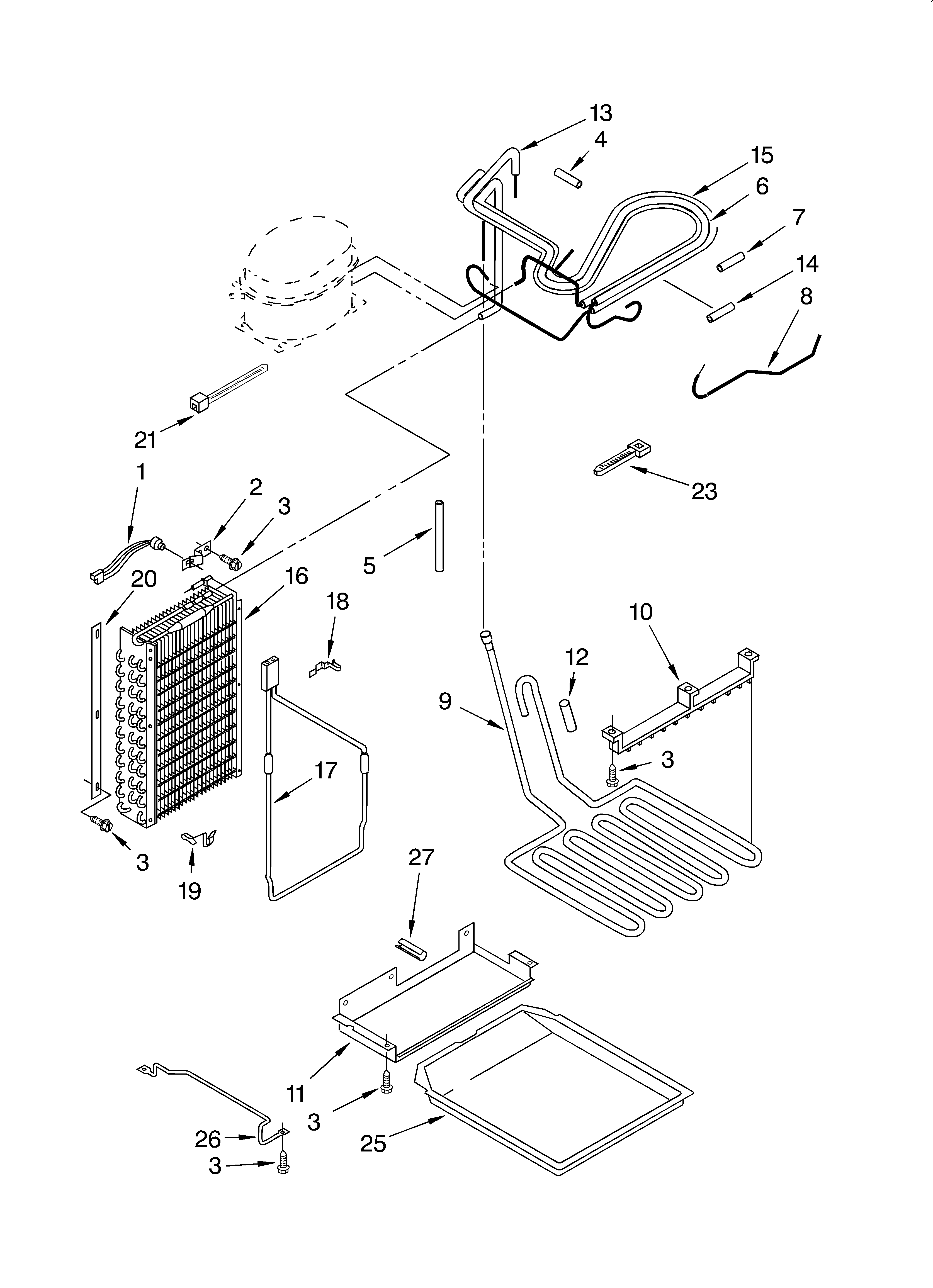 KitchenAid KSSC42FJB00 lower unit and tube diagram