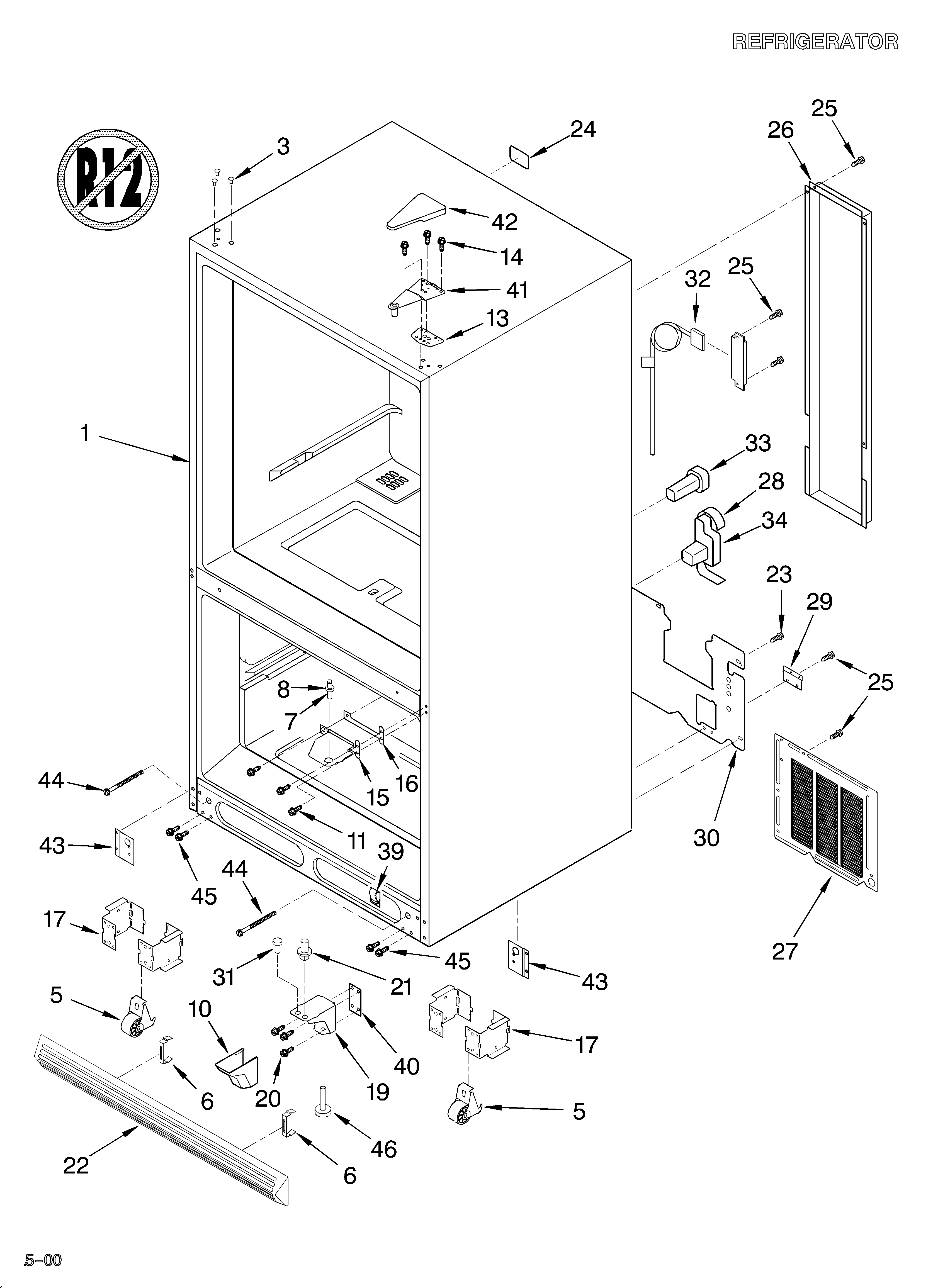 KitchenAid KBRS22KGBL3 cabinet diagram