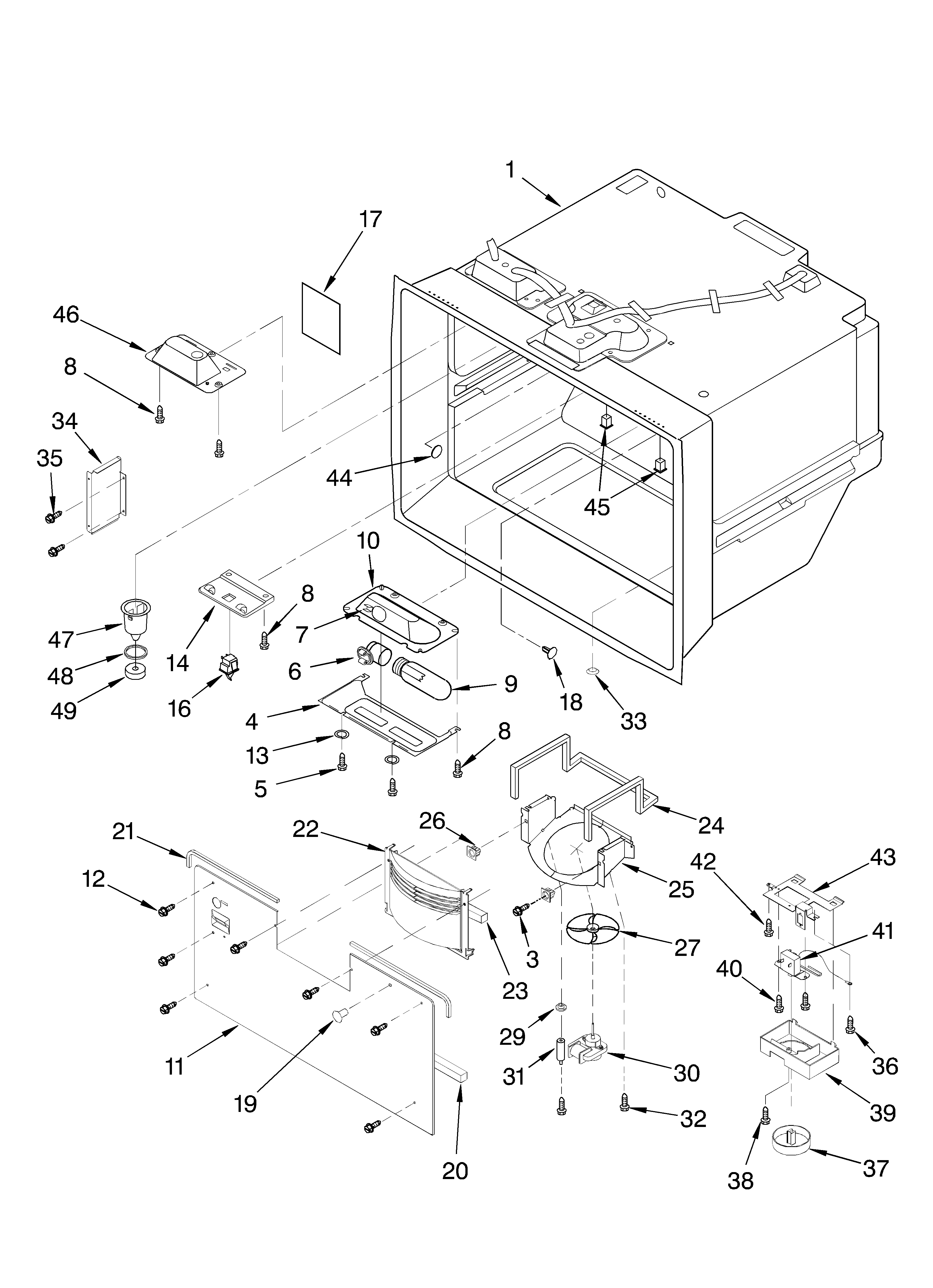 KitchenAid KBRS22KGBL3 freezer liner diagram