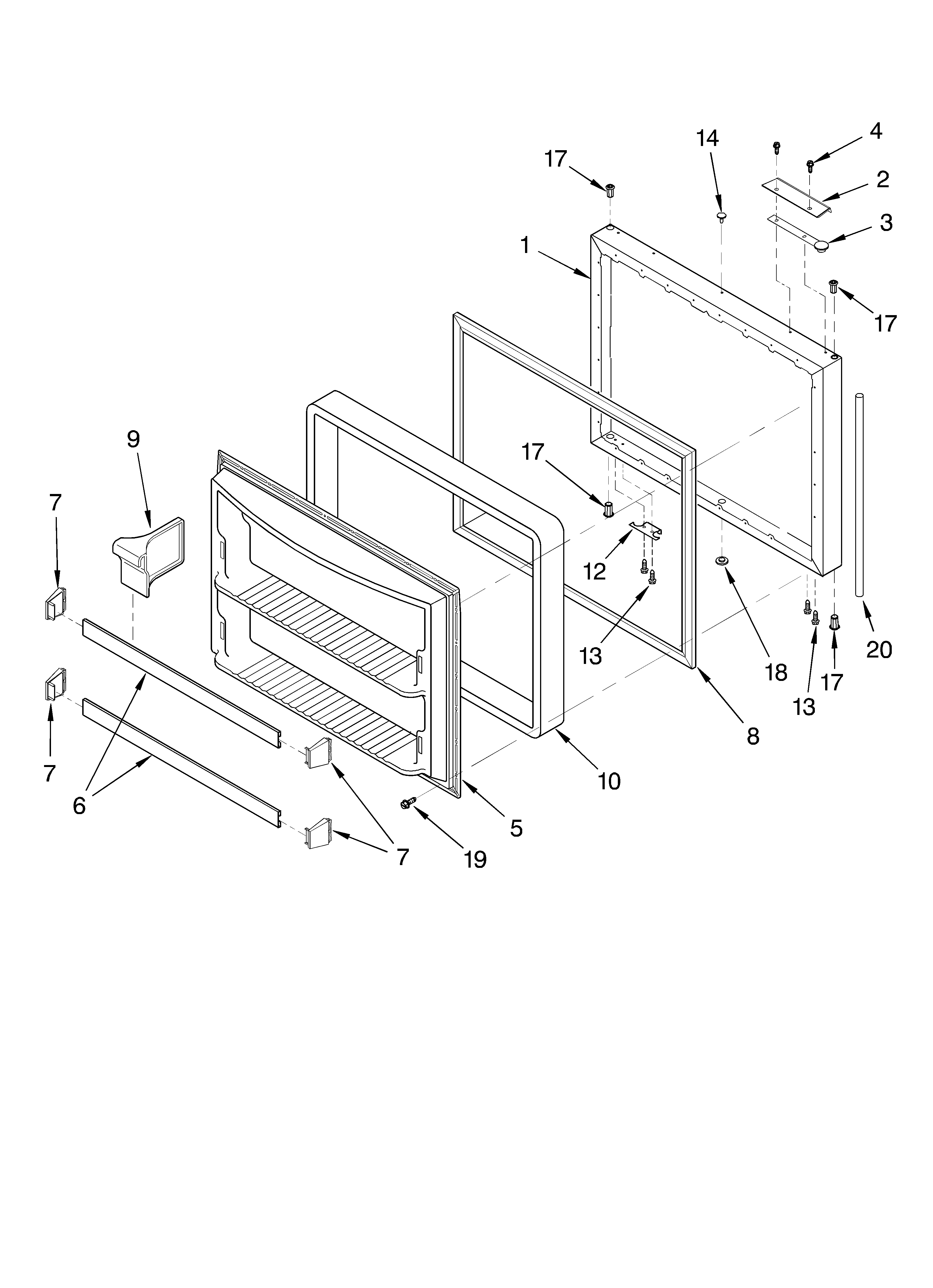 KitchenAid KBRS22KGBL3 freezer door diagram