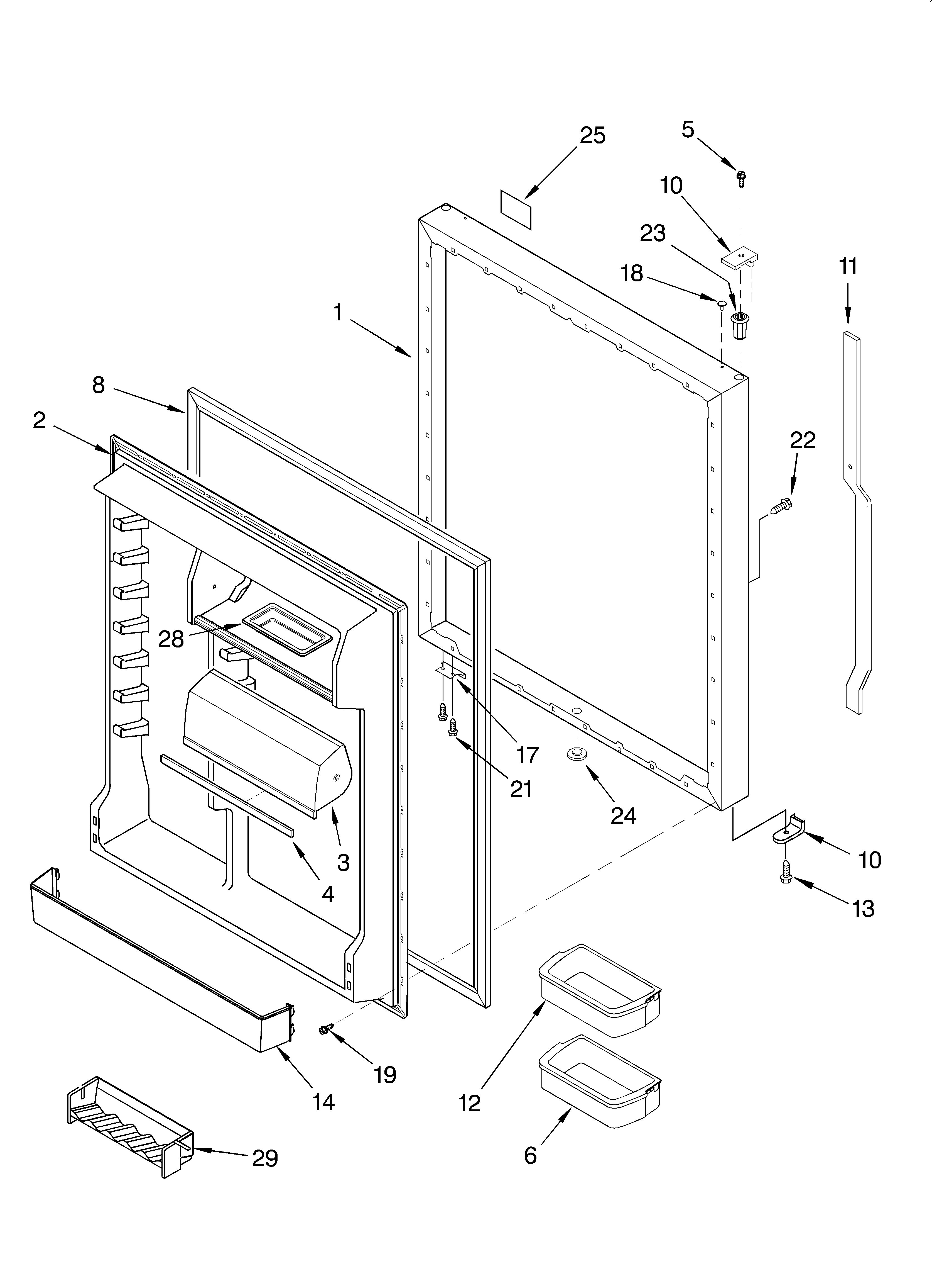 KitchenAid KBRS22KGBL3 refrigerator door diagram