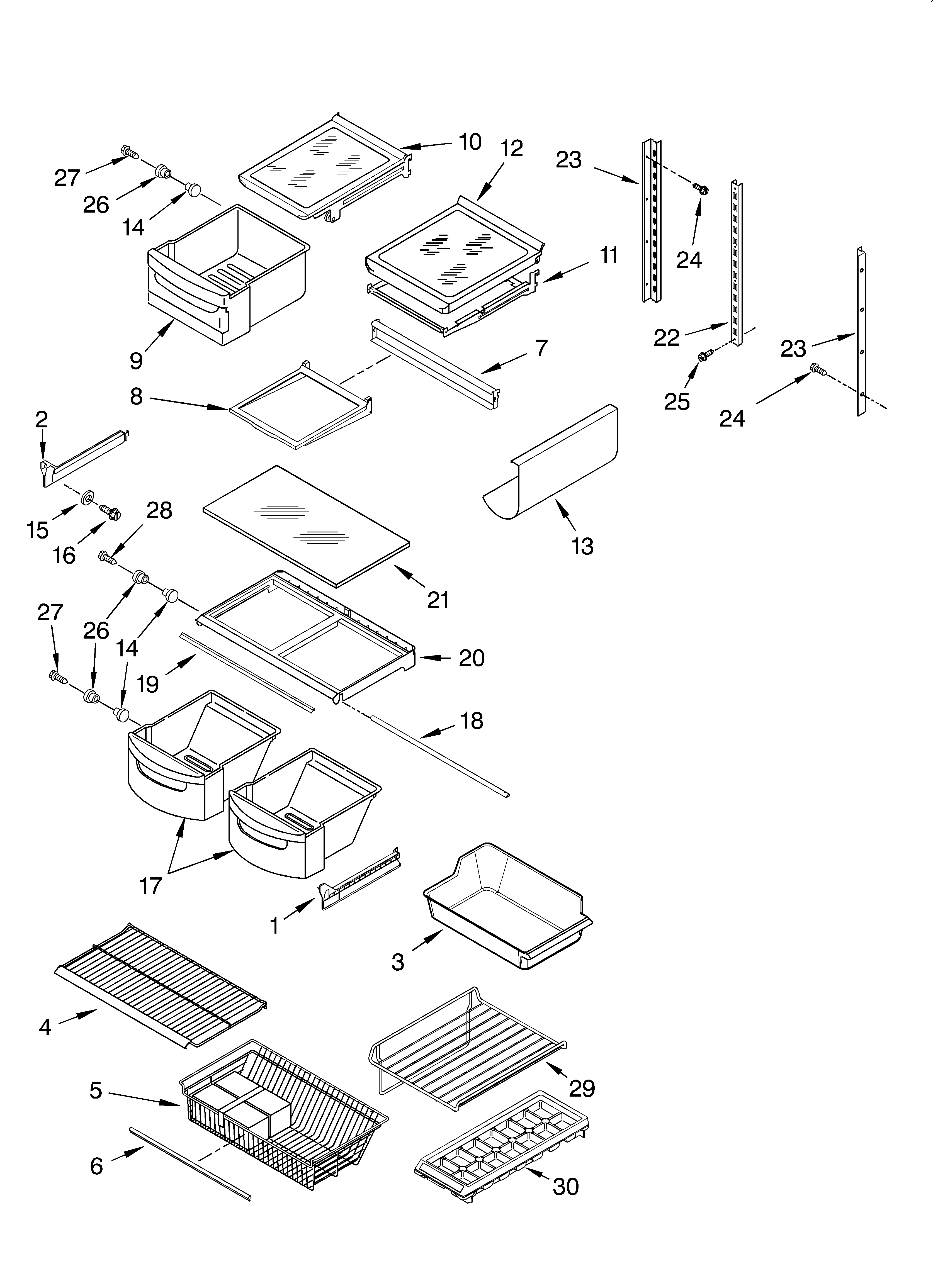 KitchenAid KBRS22KGBL3 shelf/lit/optional diagram