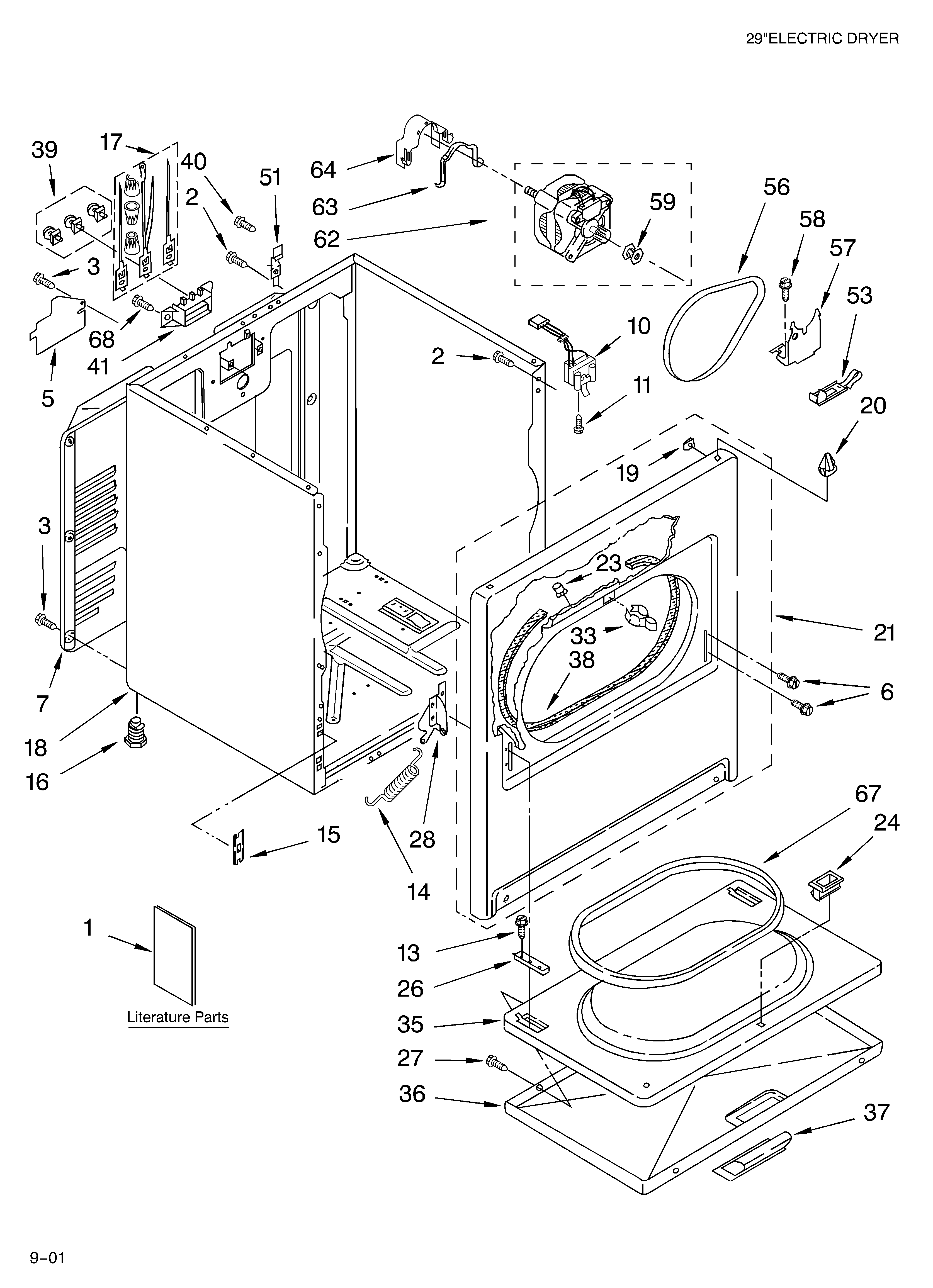 Whirlpool LEN2000KT0 cabinet parts/literature diagram