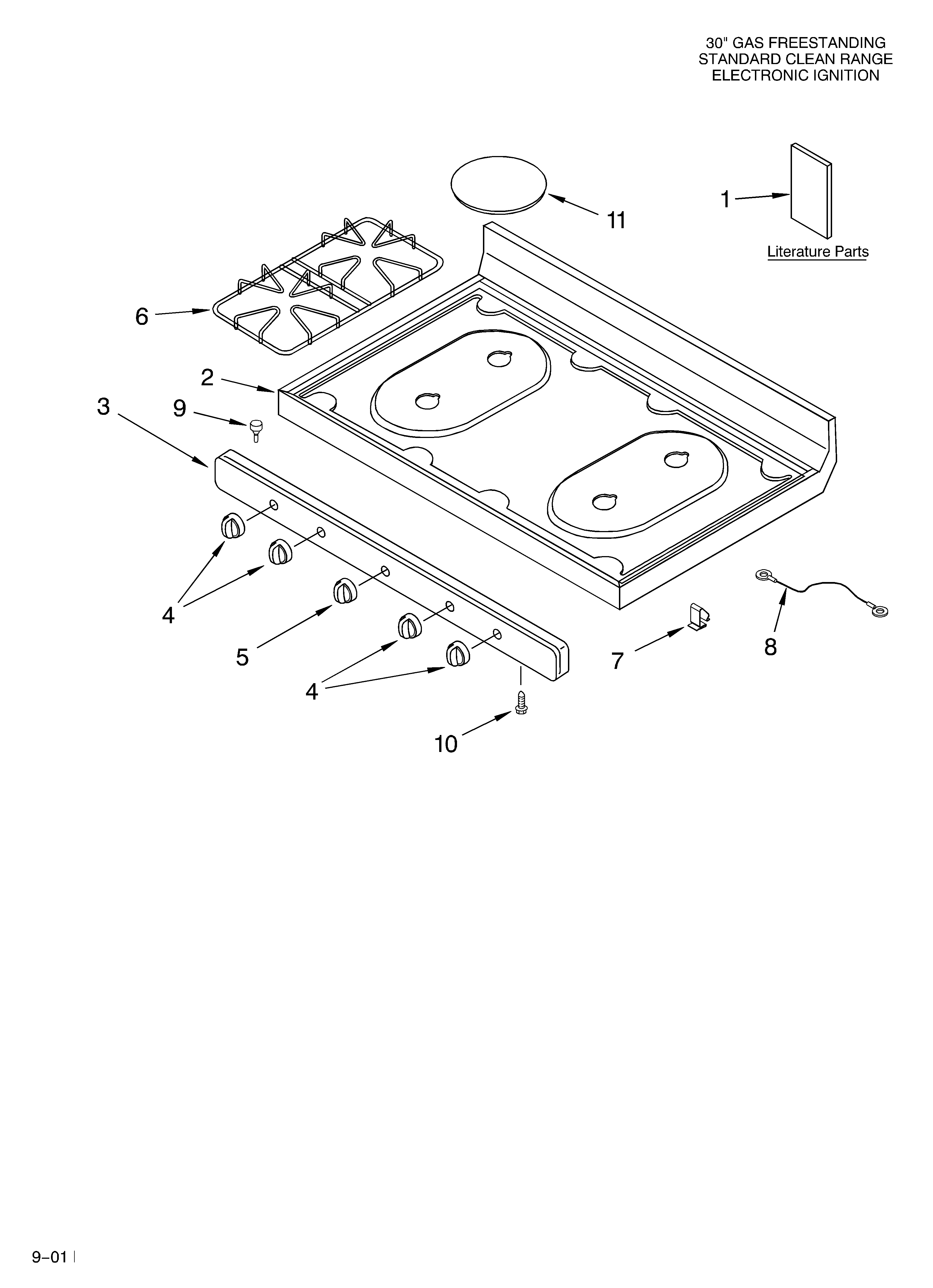 Whirlpool SF303PEKT0 cooktop/literature diagram