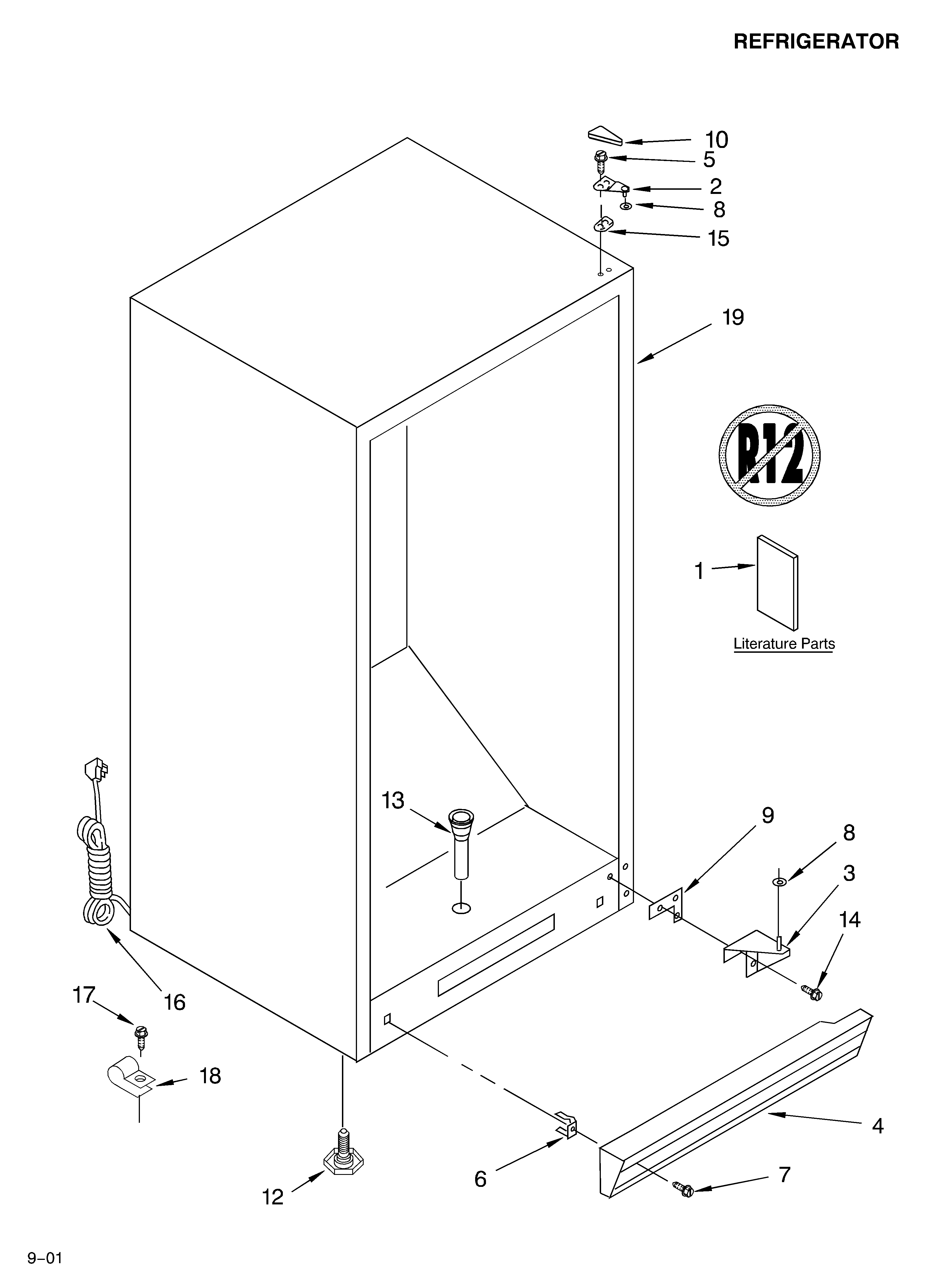 Whirlpool EL7ATRRKQ02 cabinet/literature diagram