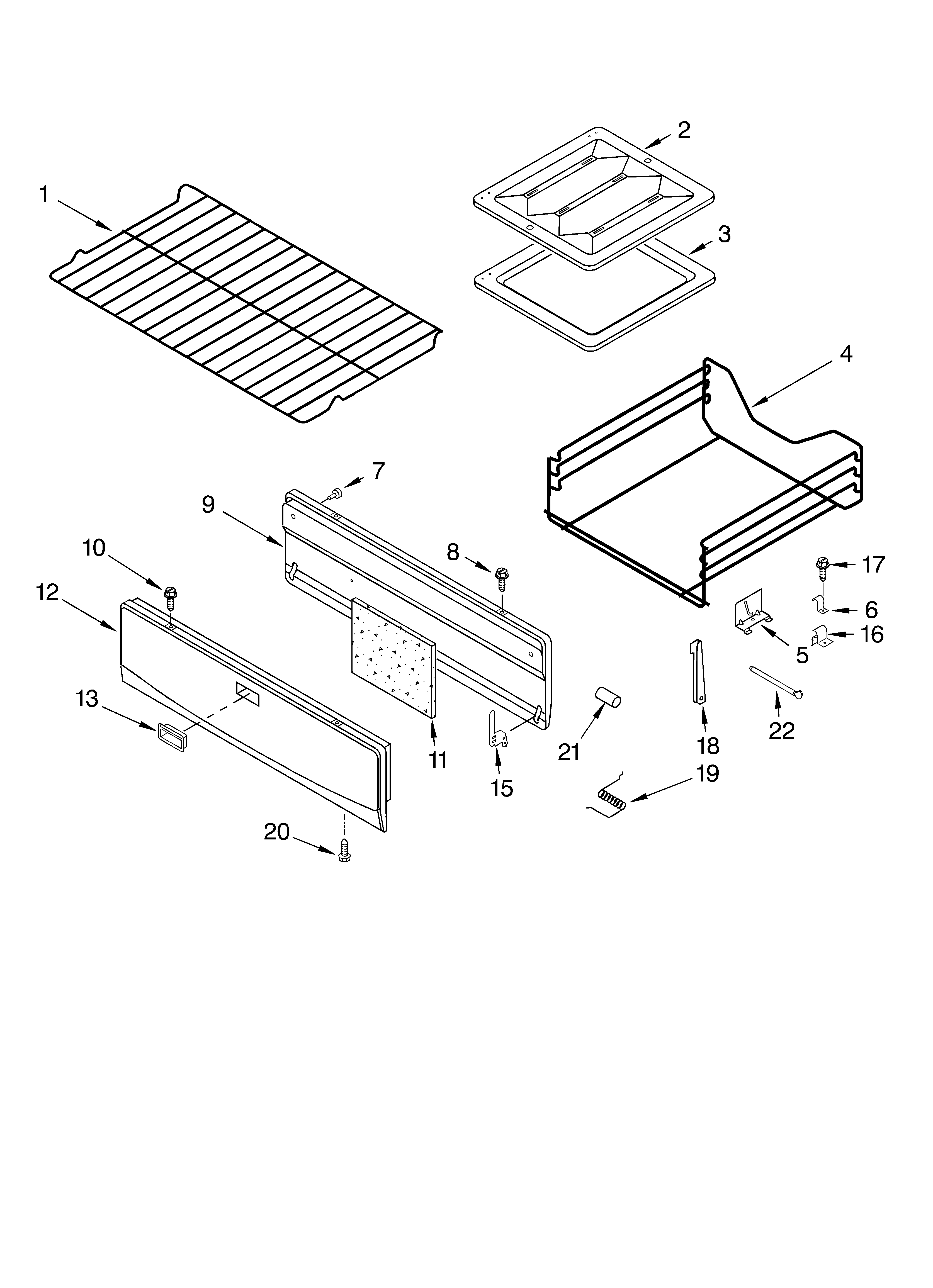 Roper FGP305KW0 oven and broiler diagram