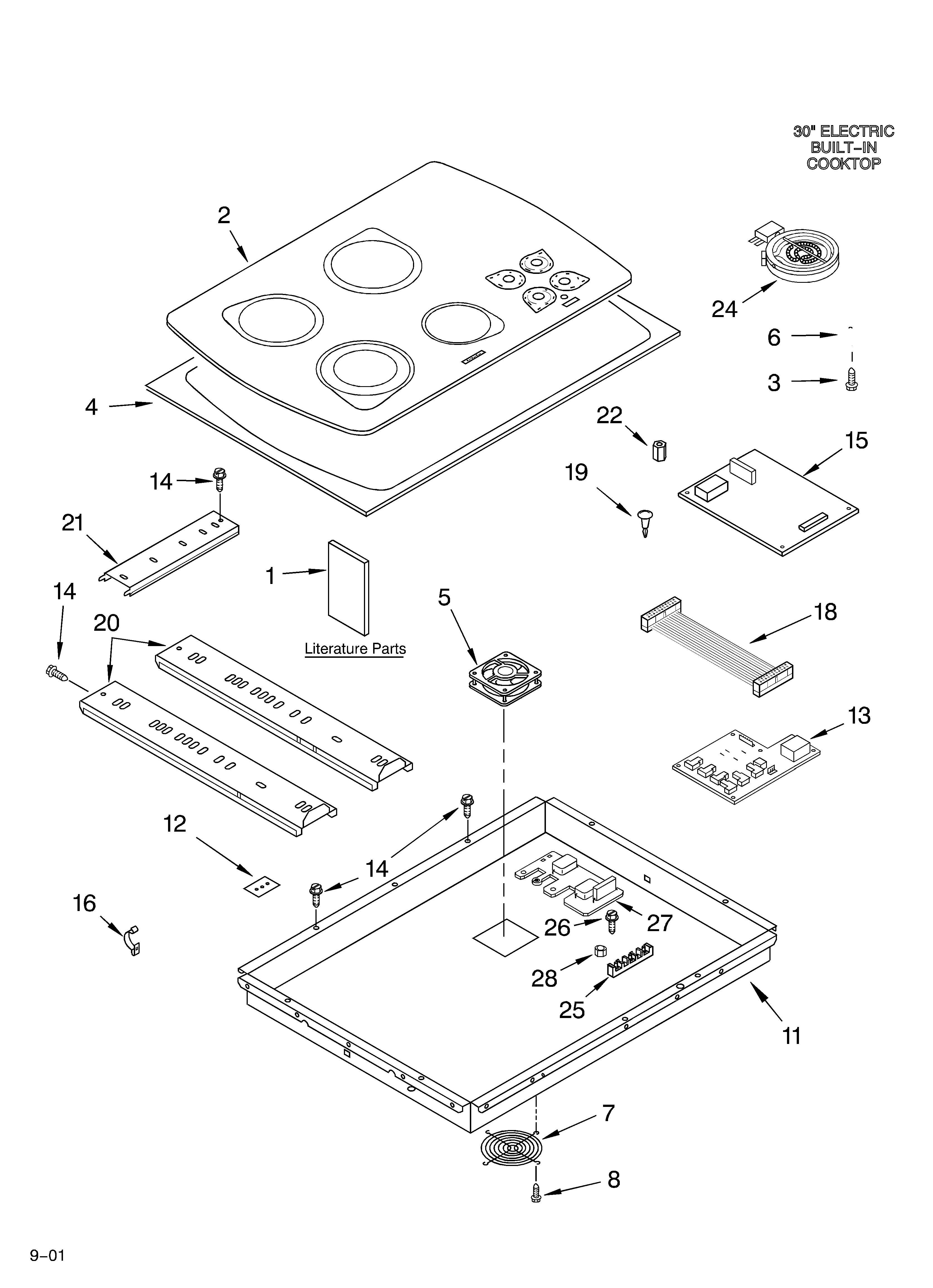 KitchenAid KECC508GWW2 cooktop/literature diagram