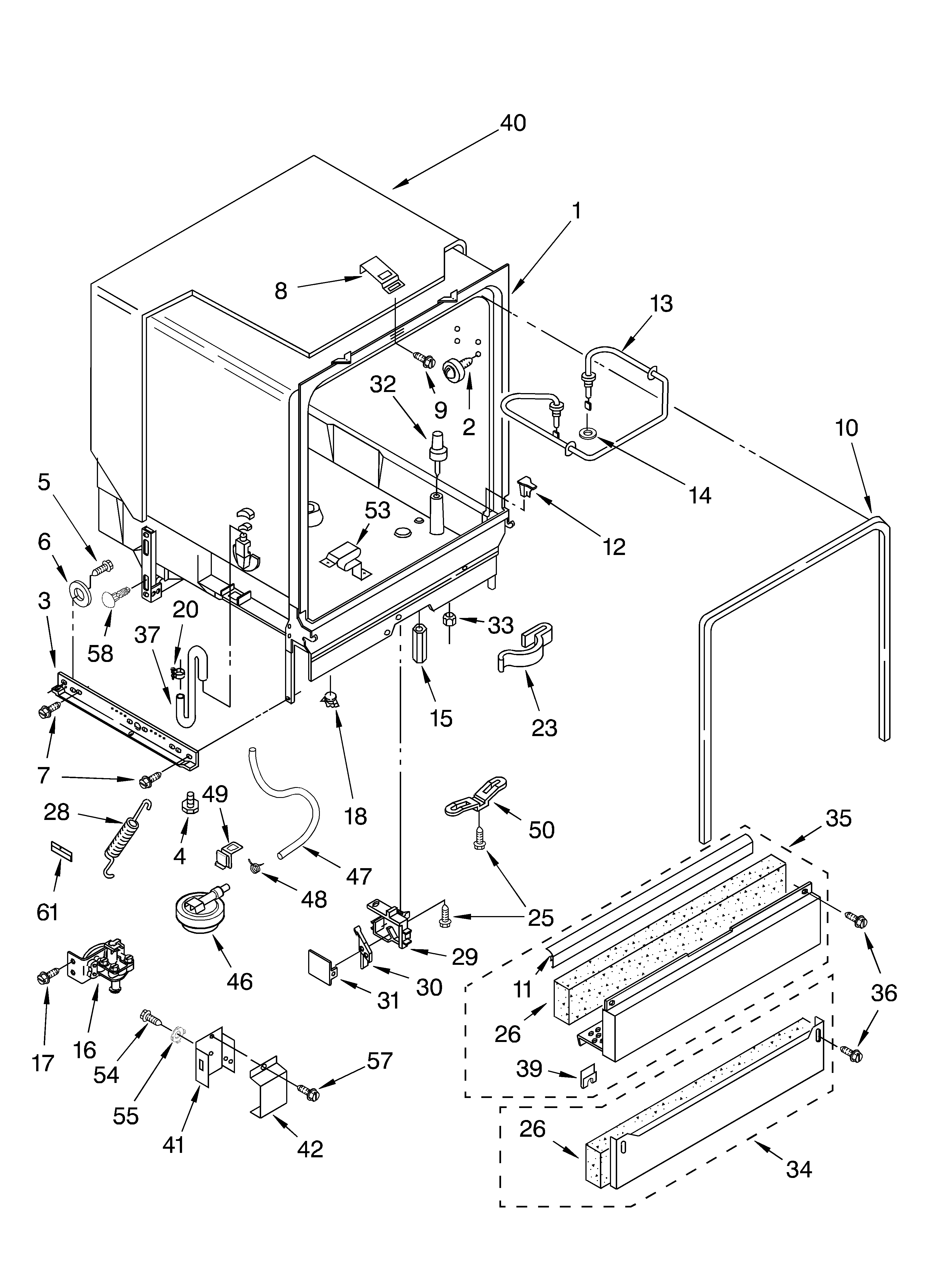 Whirlpool DU951PWKB1 tub assembly diagram