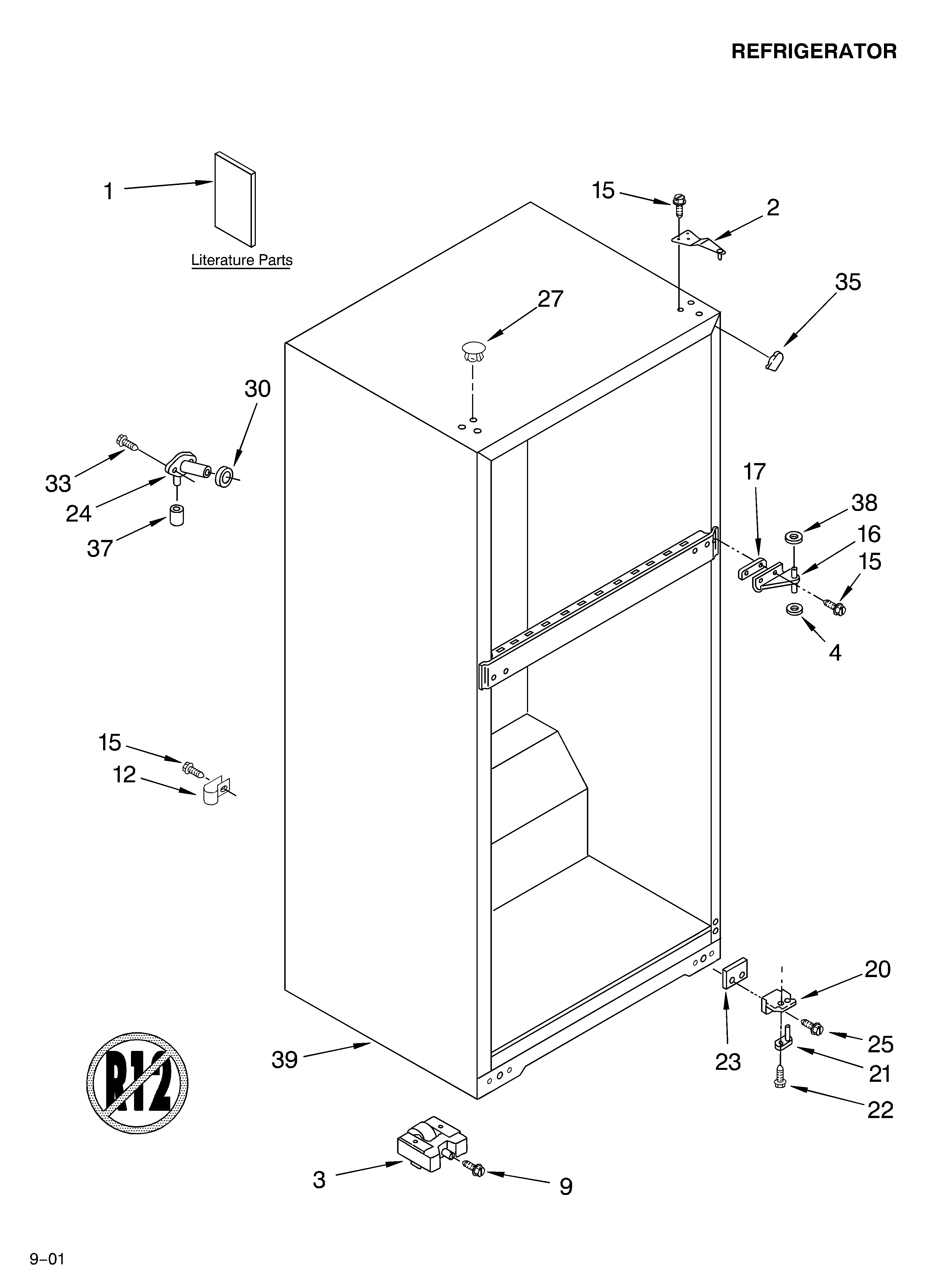 Crosley CT14NKXKT00 cabinet/literature diagram