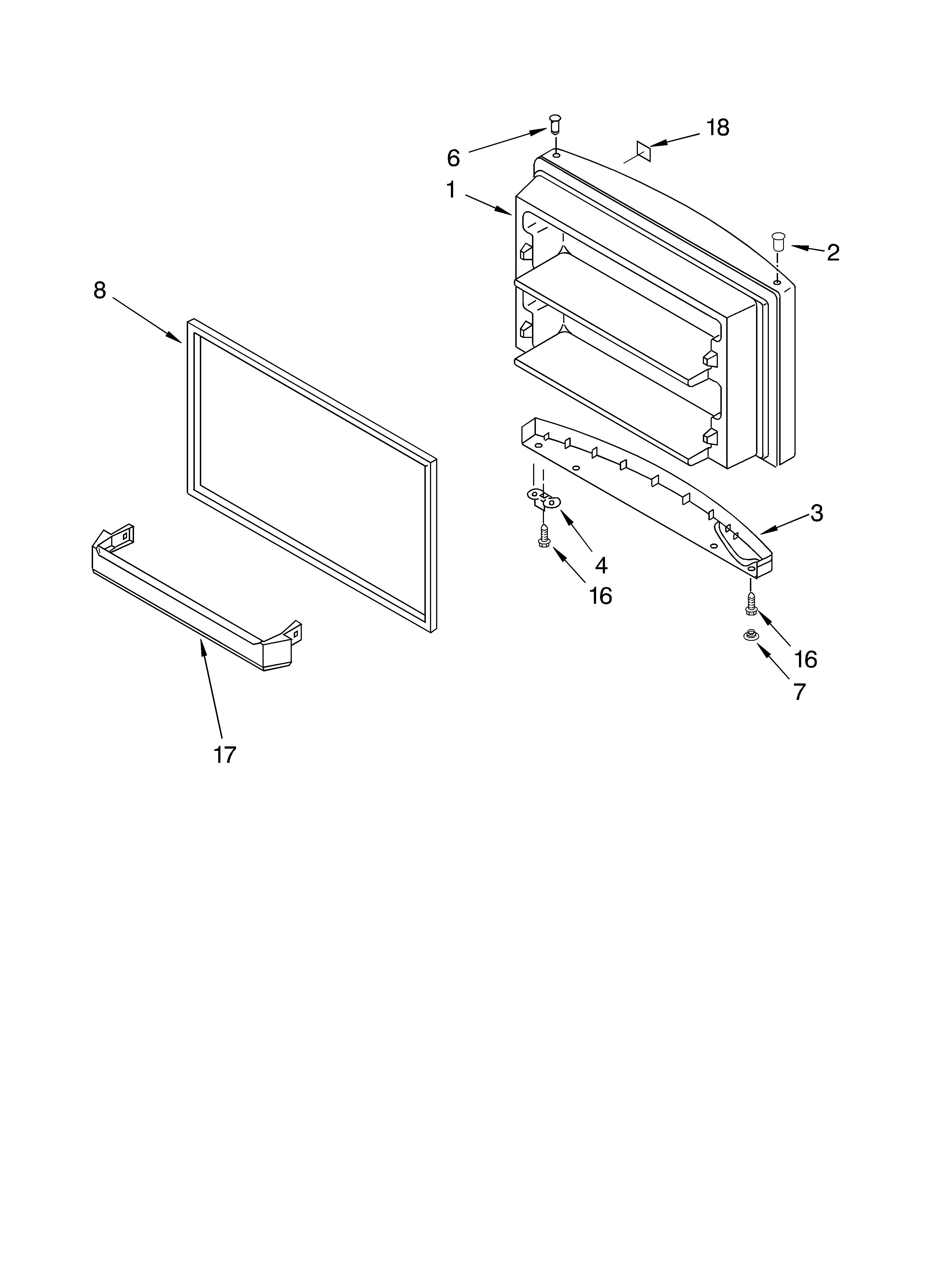 KitchenAid KTRC19MKBL00 freezer door/optional diagram