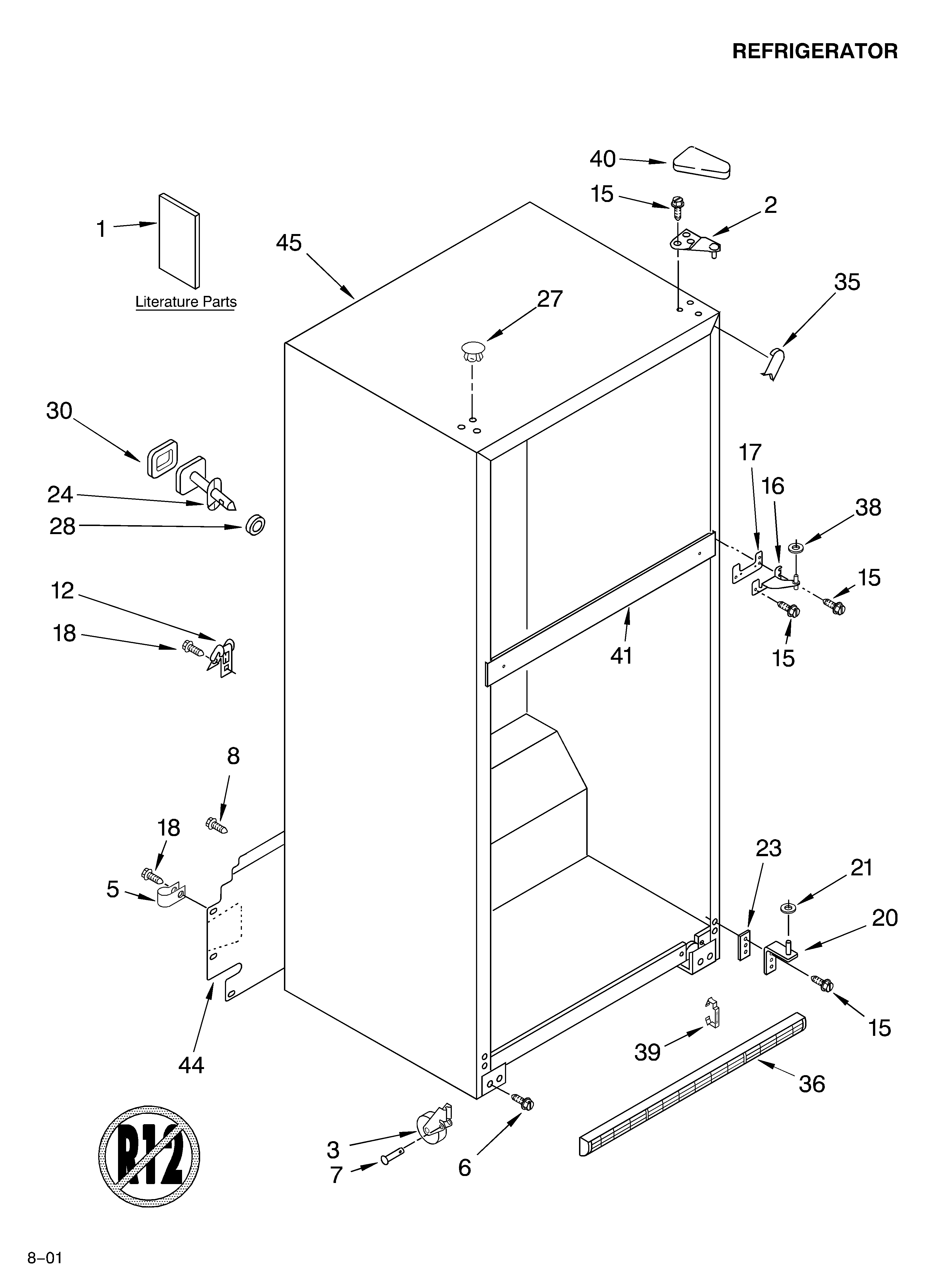 Whirlpool ET8MTKXKT01 cabinet/literature diagram