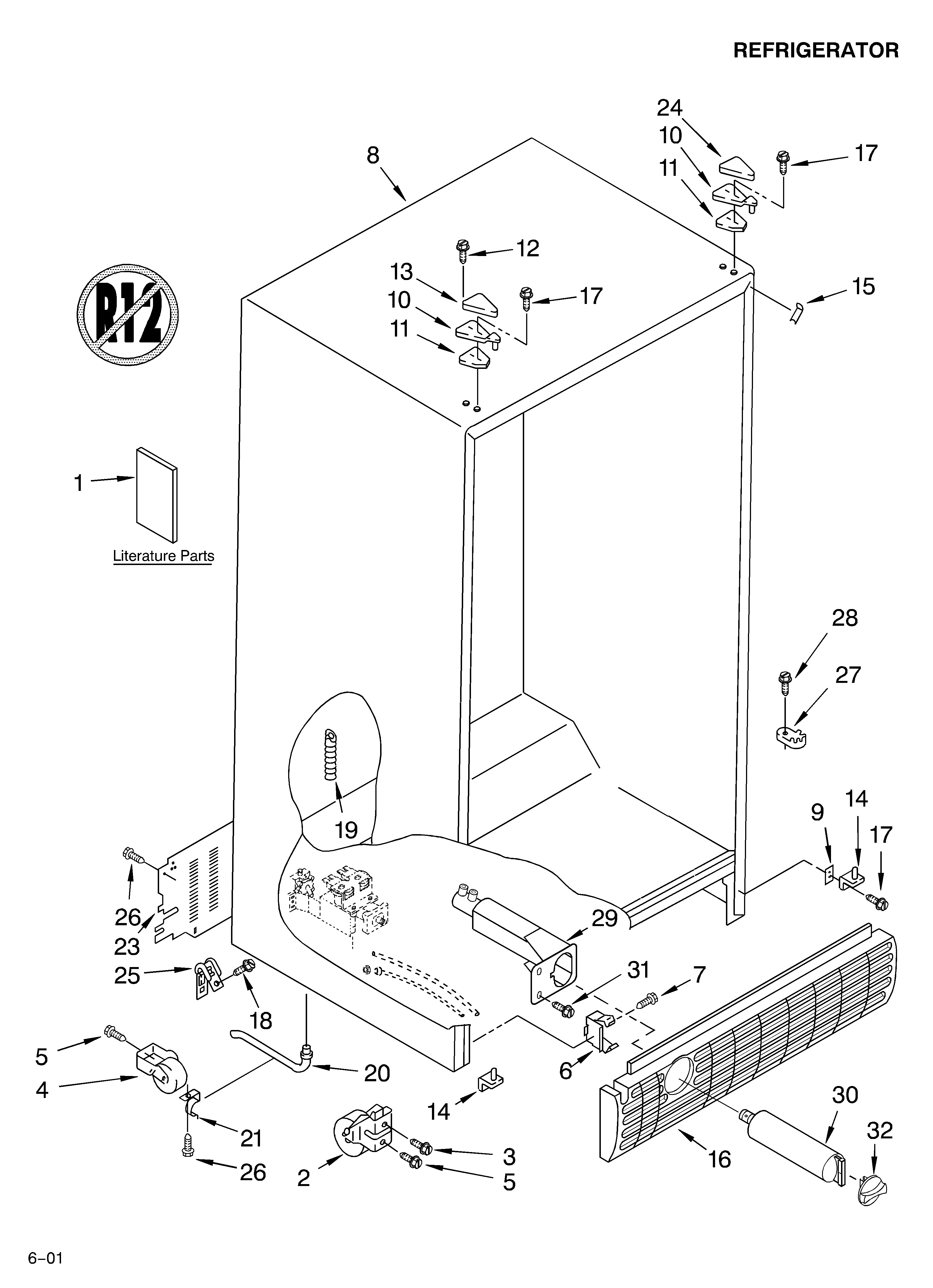 Whirlpool GD22SFXHS05 cabinet/literature diagram