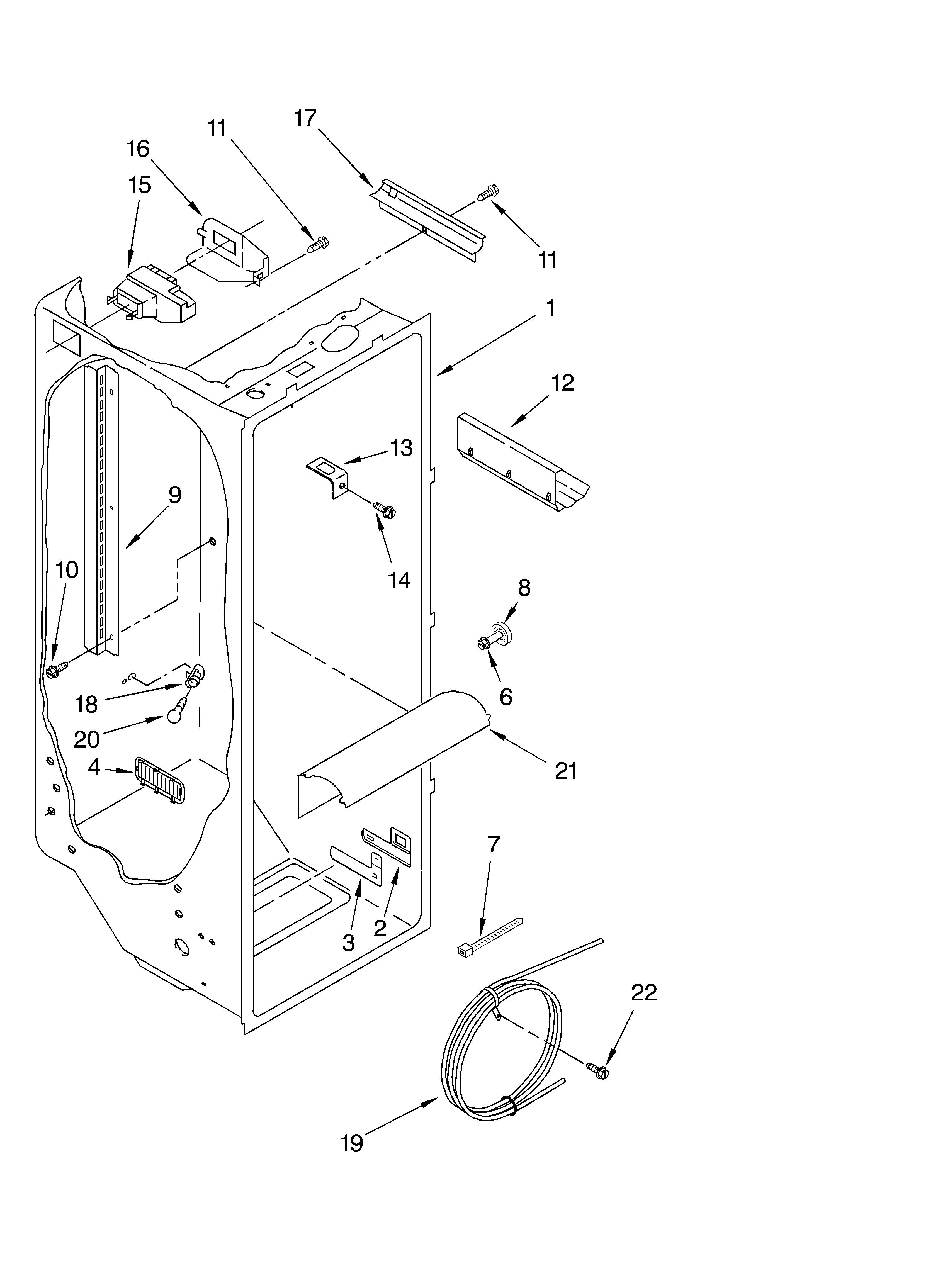 Whirlpool GD22SFXHS05 refrigerator liner diagram