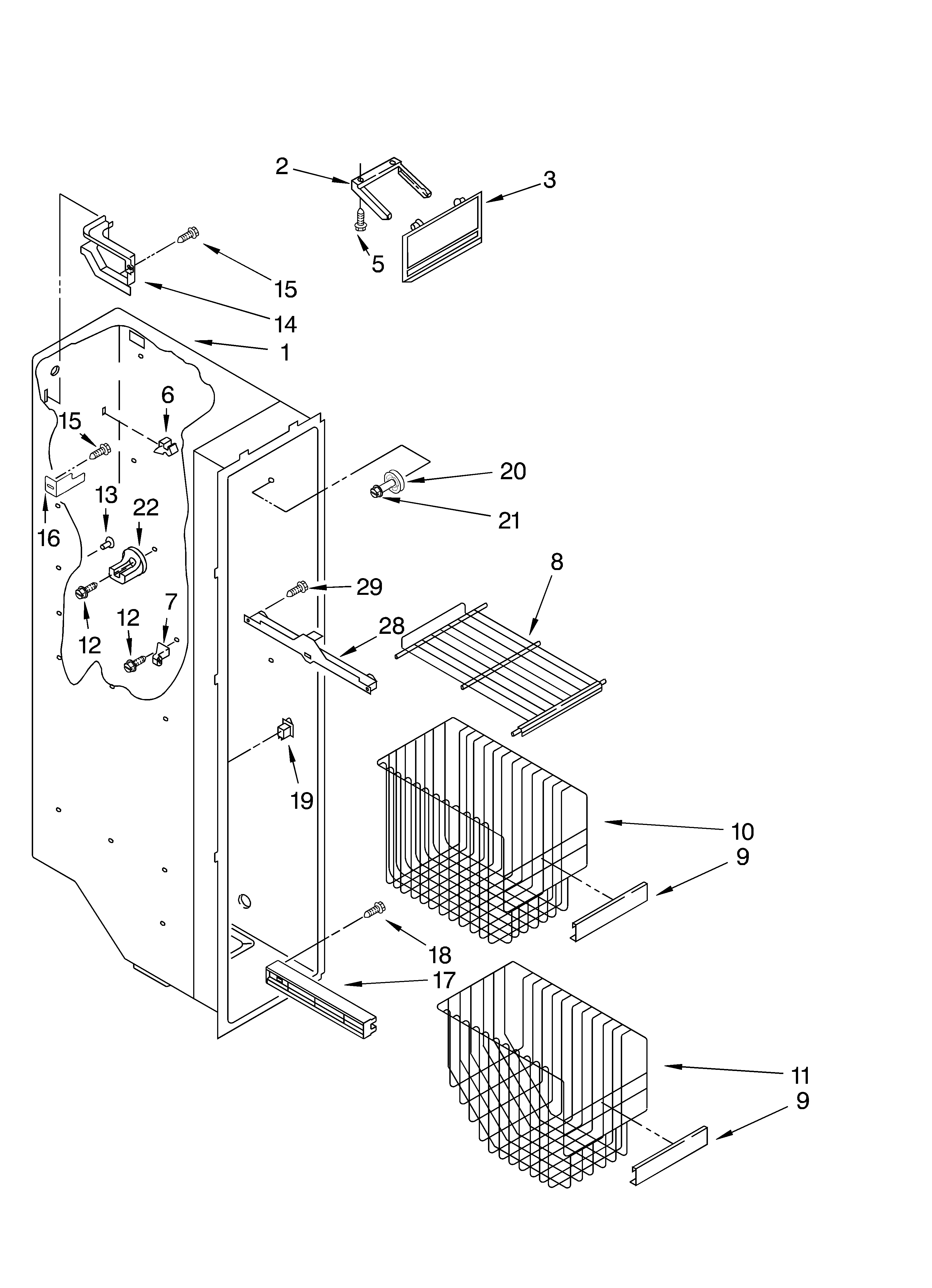 Whirlpool GD22SFXHS05 freezer liner diagram