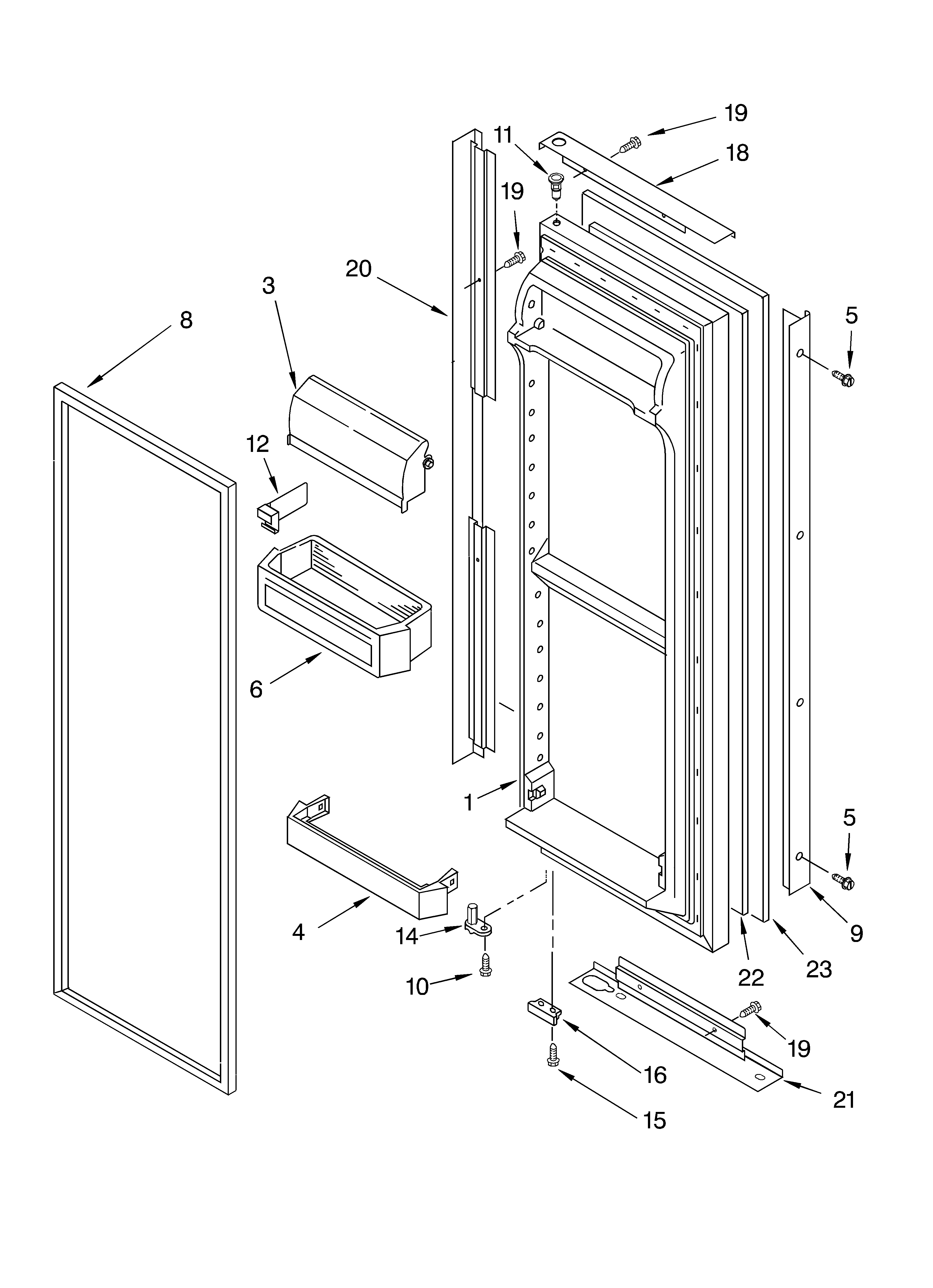 Whirlpool GD22SFXHS05 refrigerator door diagram
