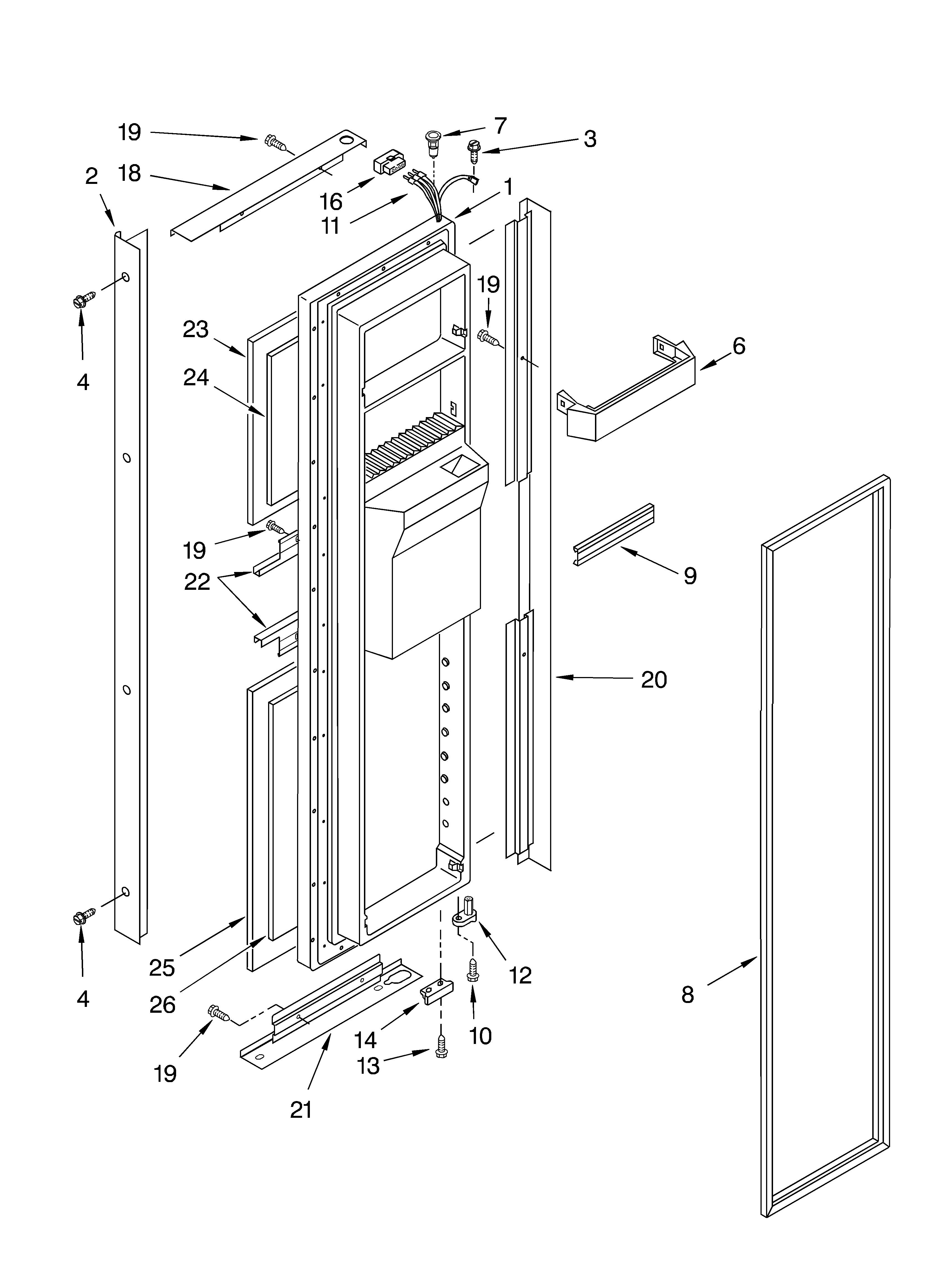 Whirlpool GD22SFXHS05 freezer door diagram