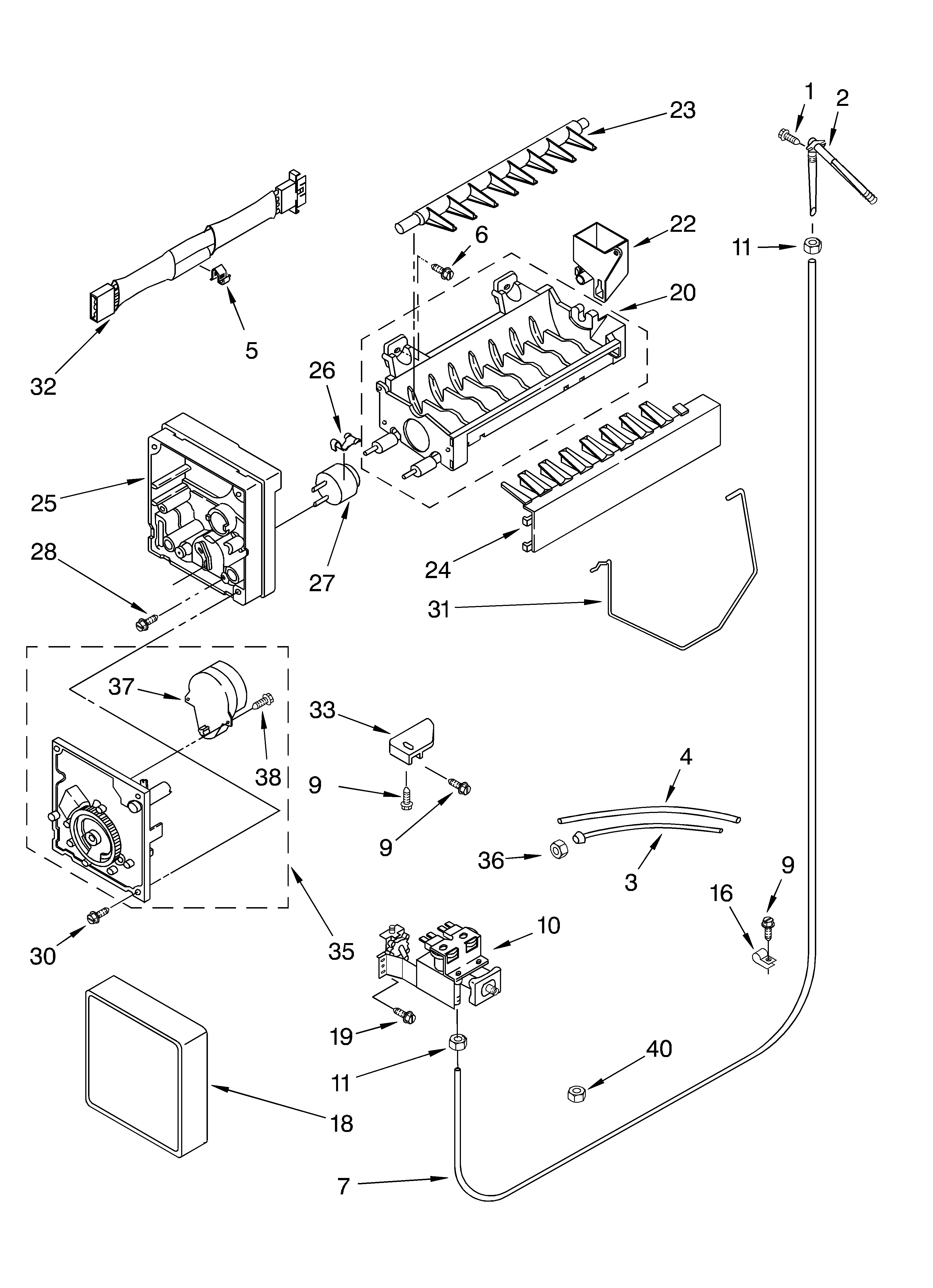 Whirlpool GD22SFXHS05 ice maker diagram
