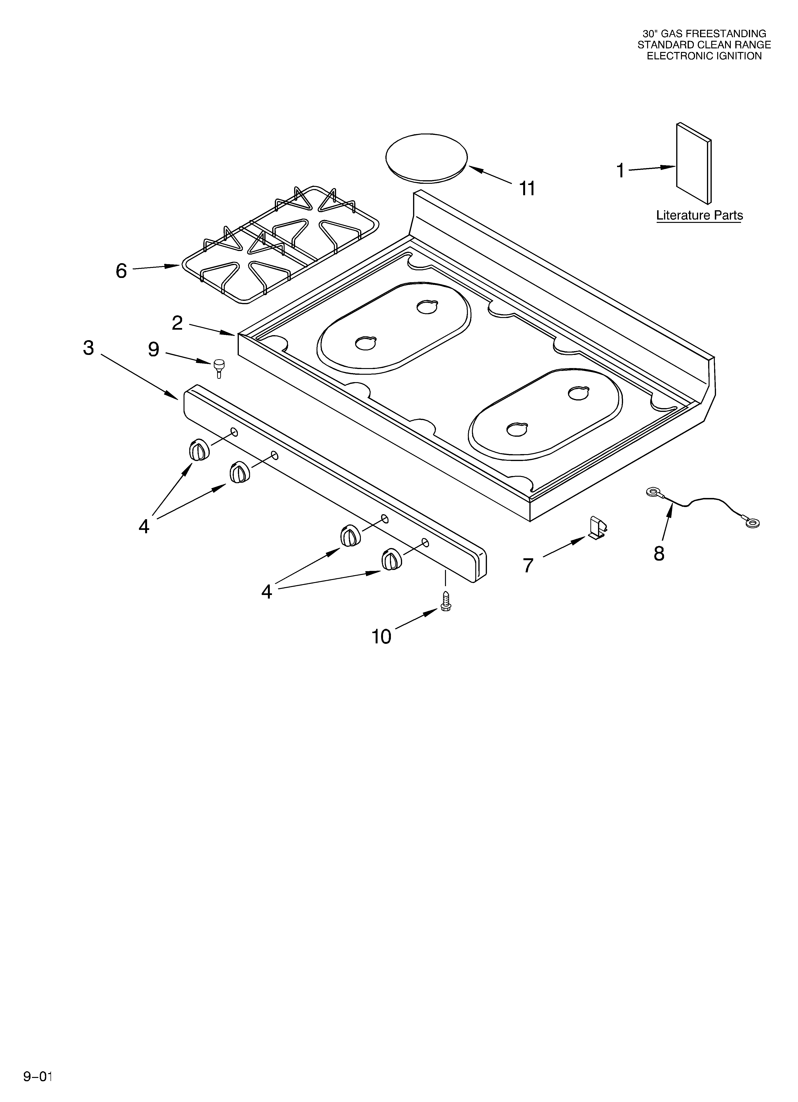 Whirlpool SF315PEKQ0 cooktop/literature diagram