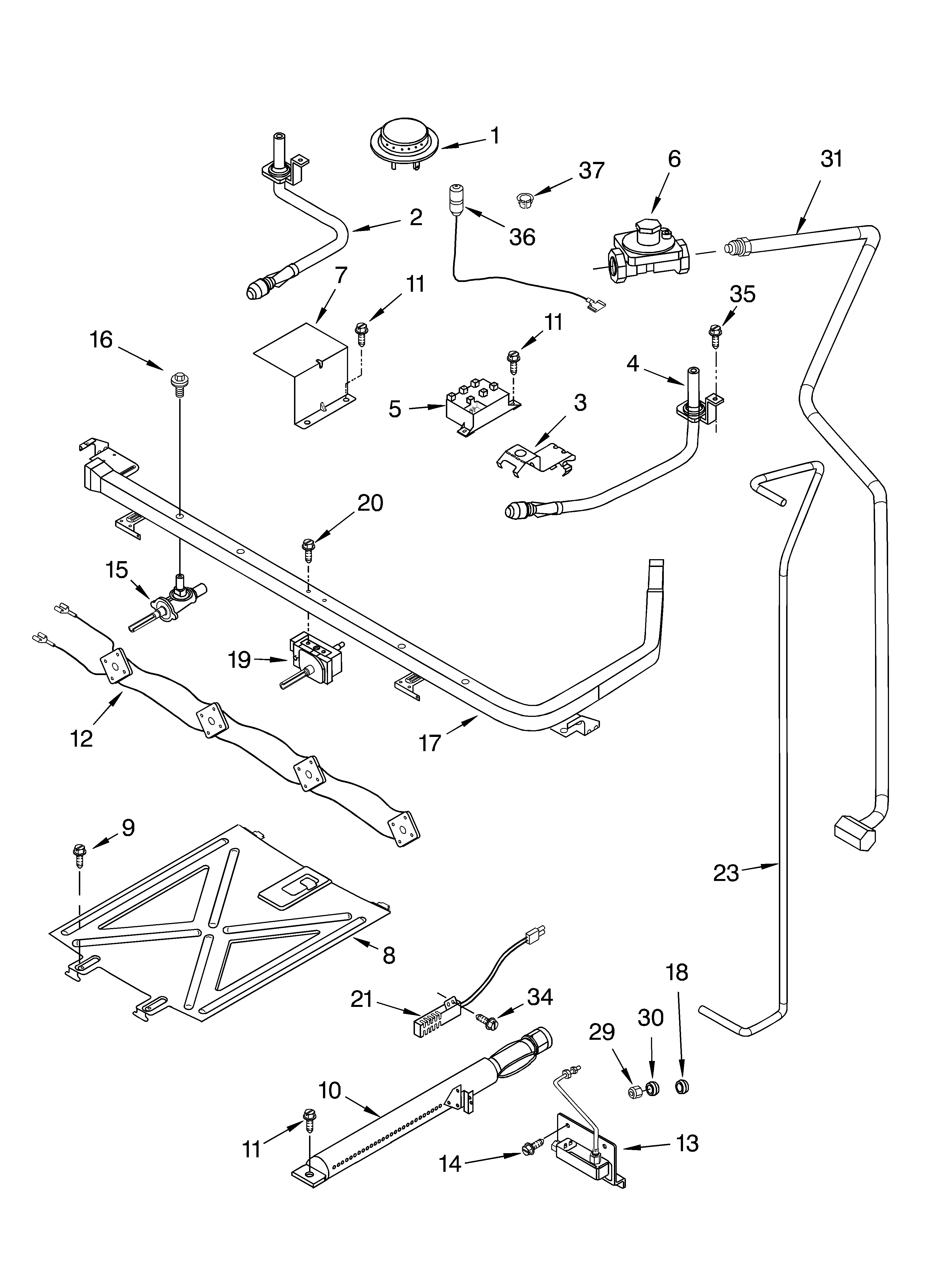 Whirlpool SF315PEKQ0 manifold diagram