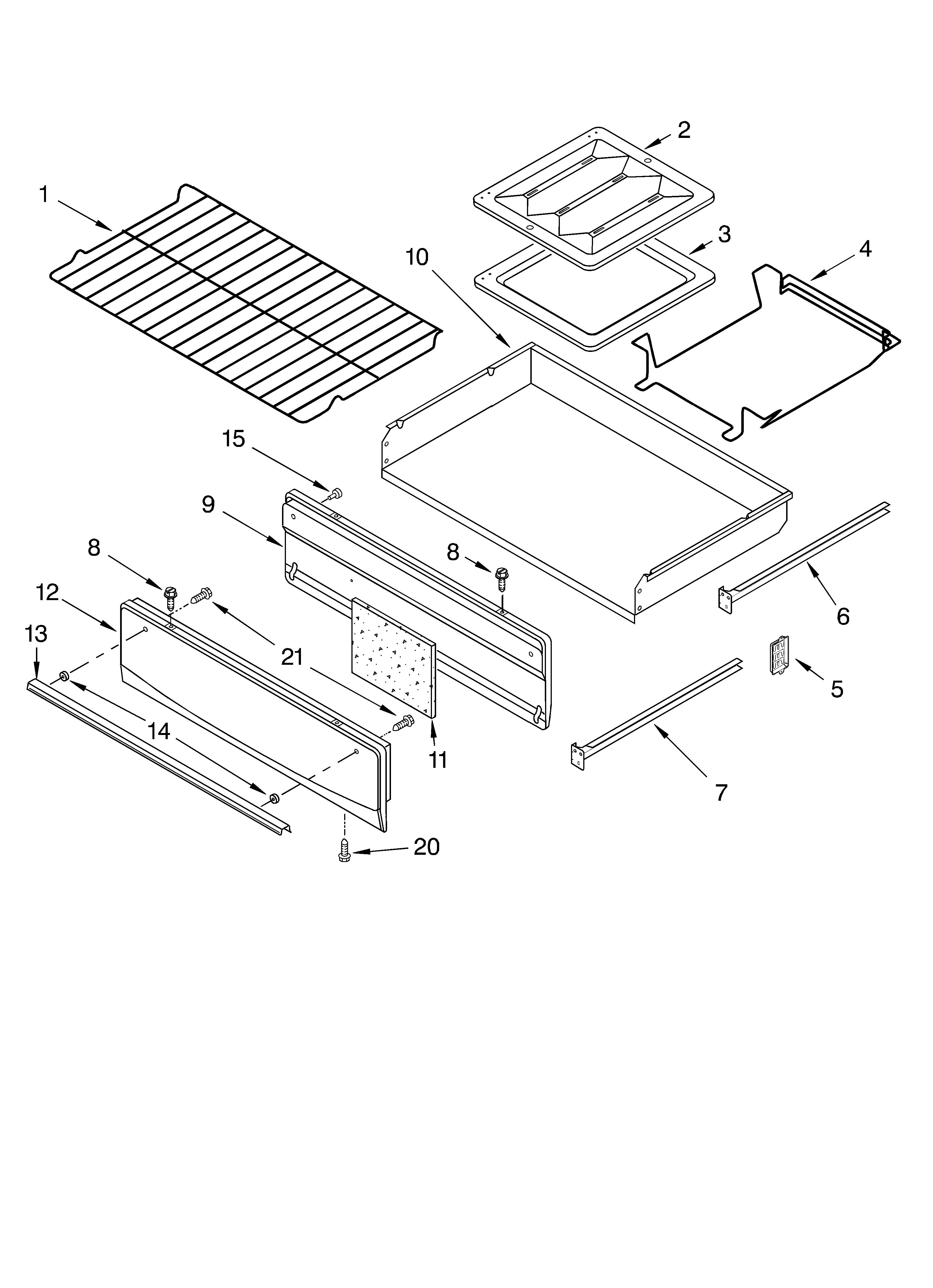 Whirlpool SF315PEKQ0 oven and broiler diagram