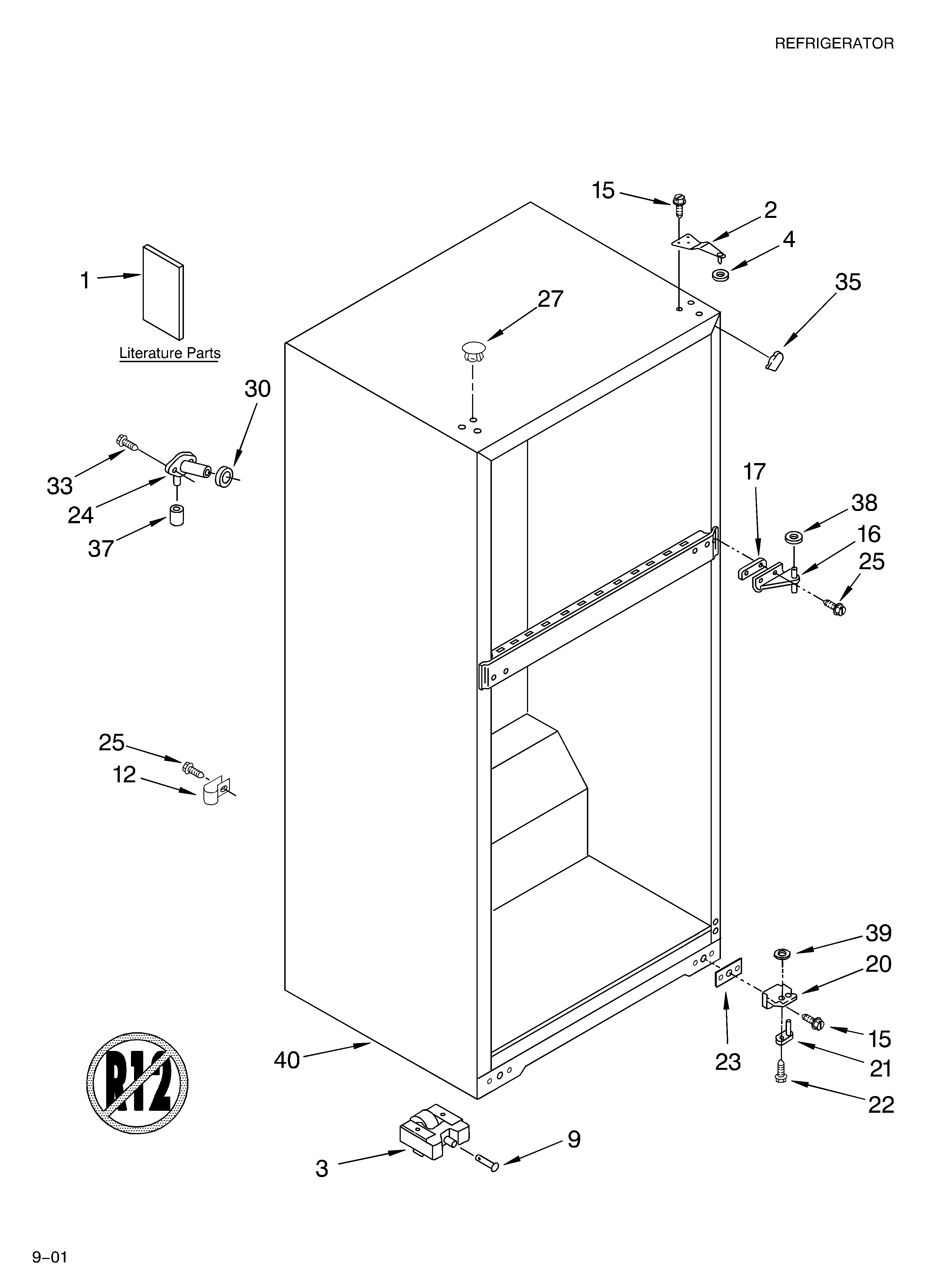 Whirlpool ET5WSEXKZ00 cabinet/literature diagram